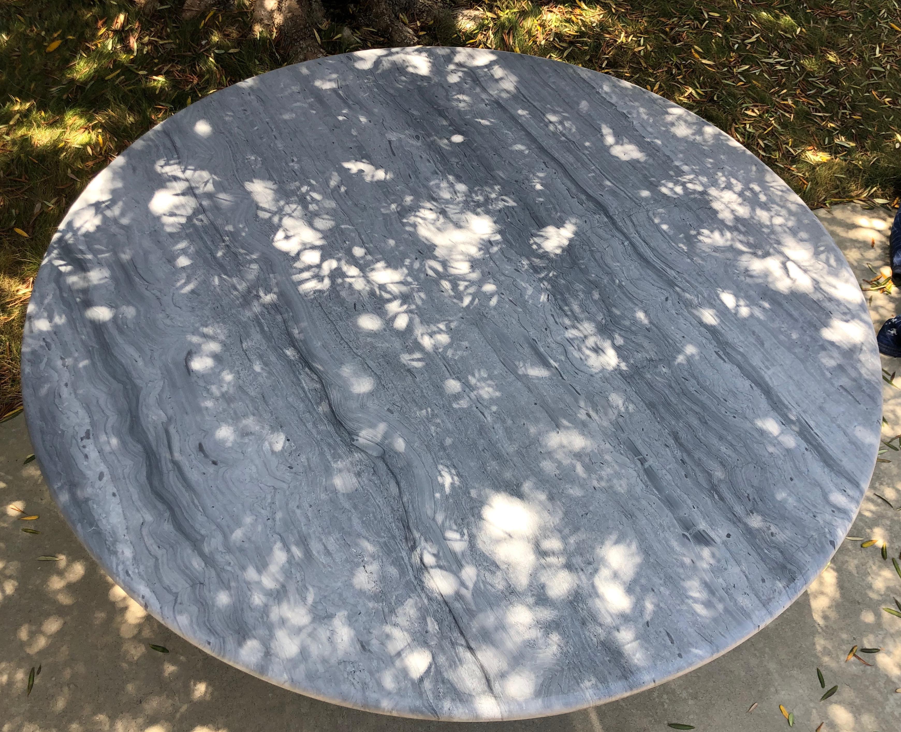 American Mario Bellini Inspired Titanium Limestone Table