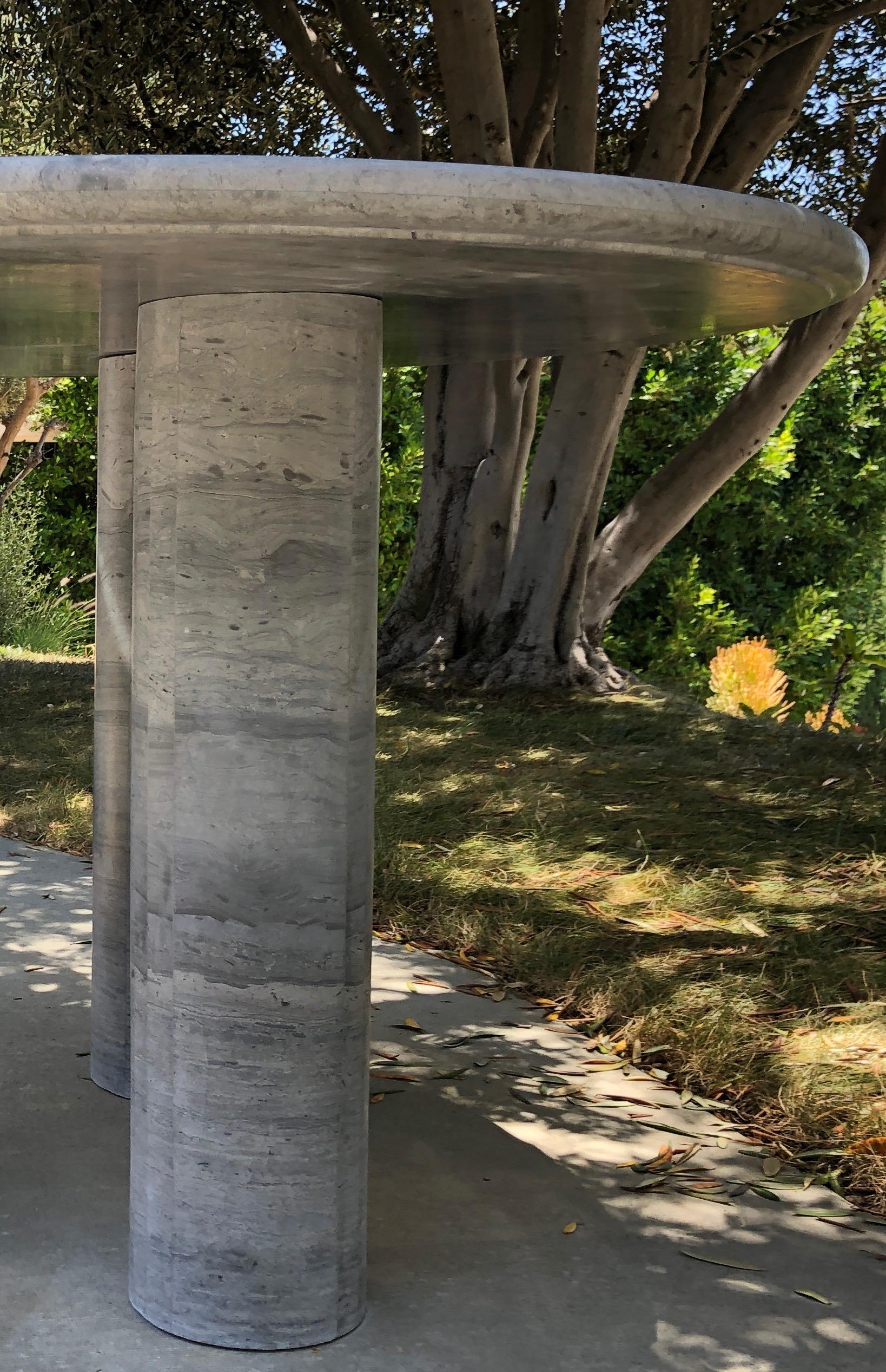 Mario Bellini Inspired Titanium Limestone Table In Excellent Condition In West Hollywood, CA