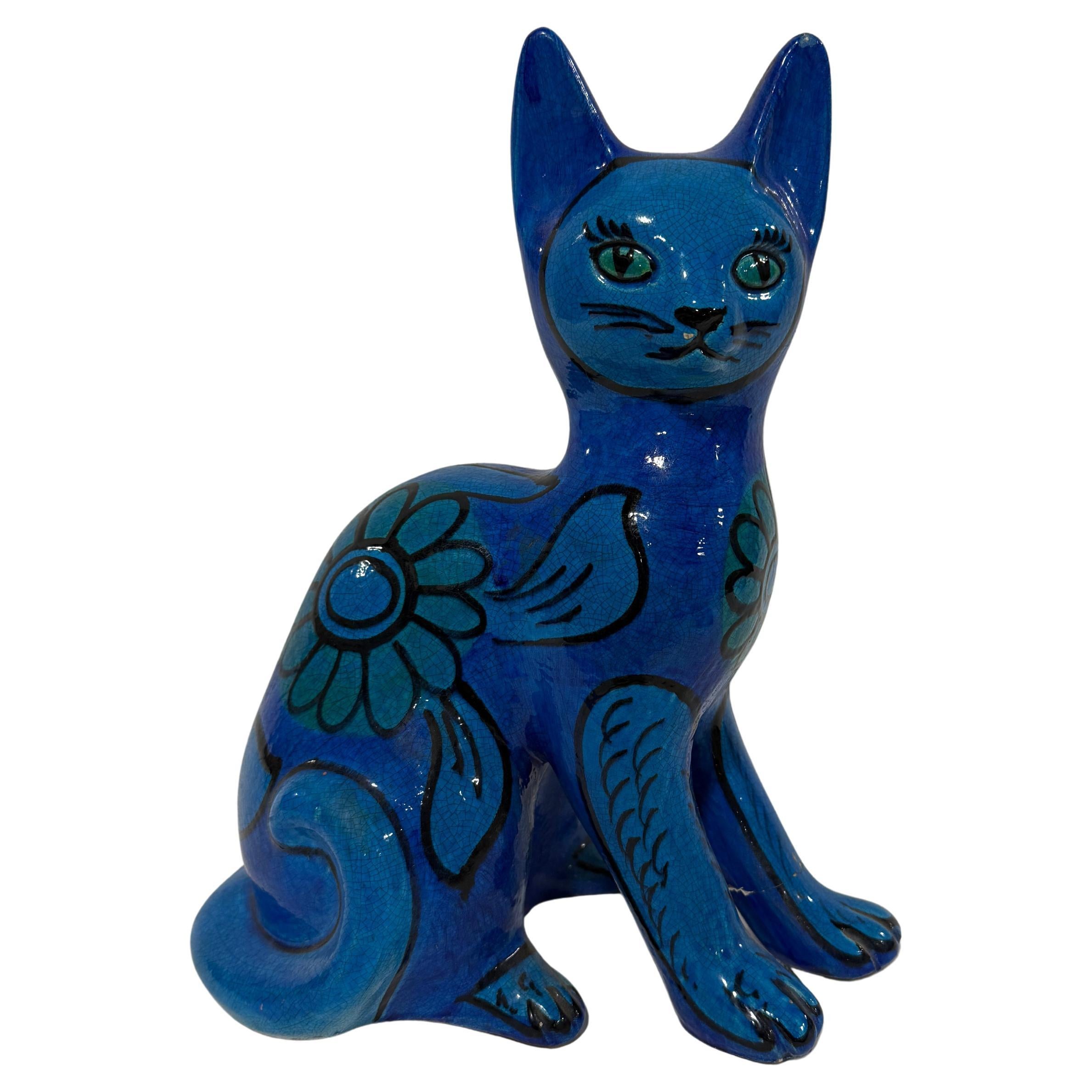 Mario Bellini Italian, Bitossi Style, Glazed Ceramic Cat Circa 1960