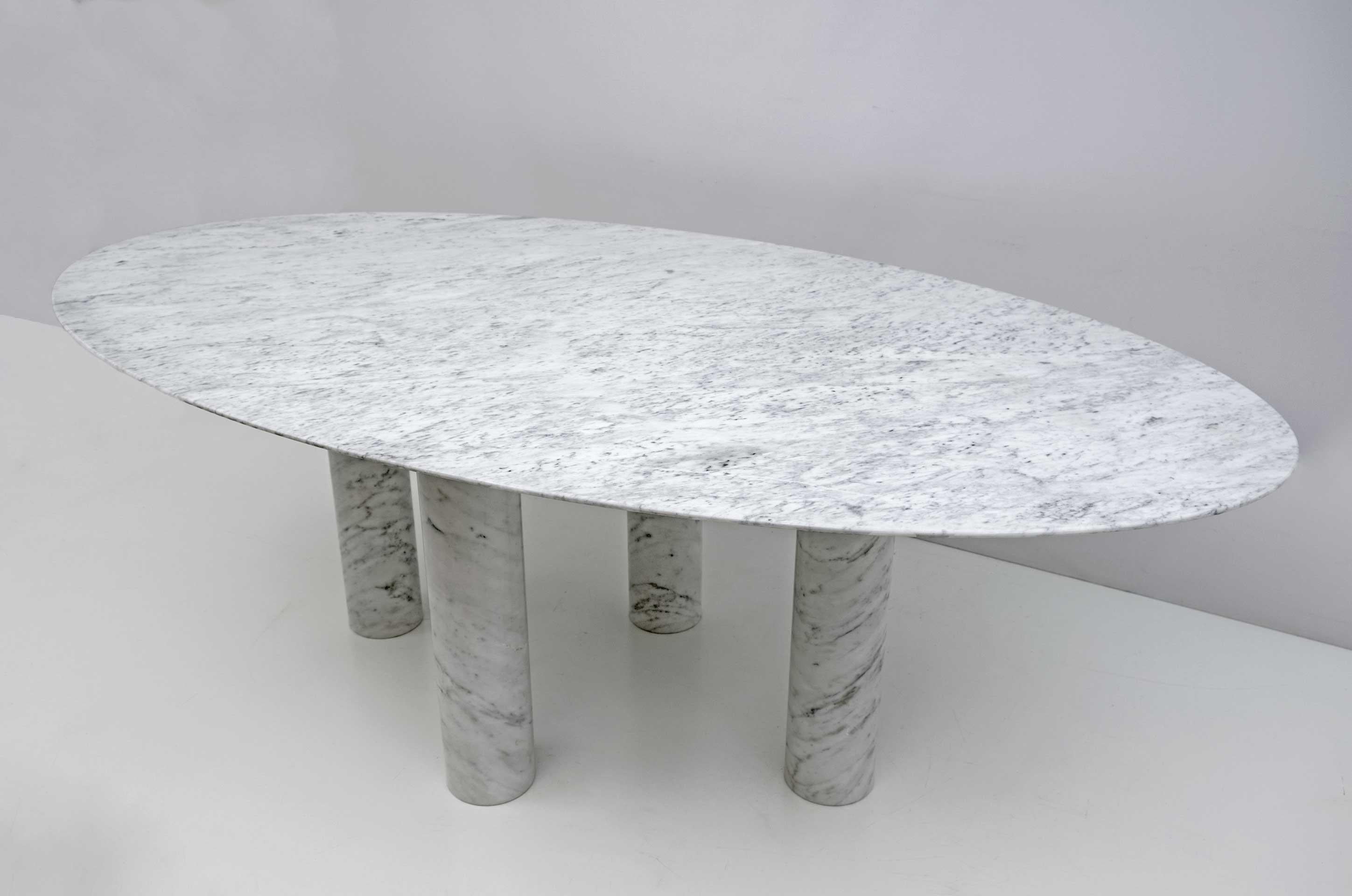 Post-Modern Mario Bellini Italian Carrara Marble Oval Dining Table for Cassina, 70s For Sale