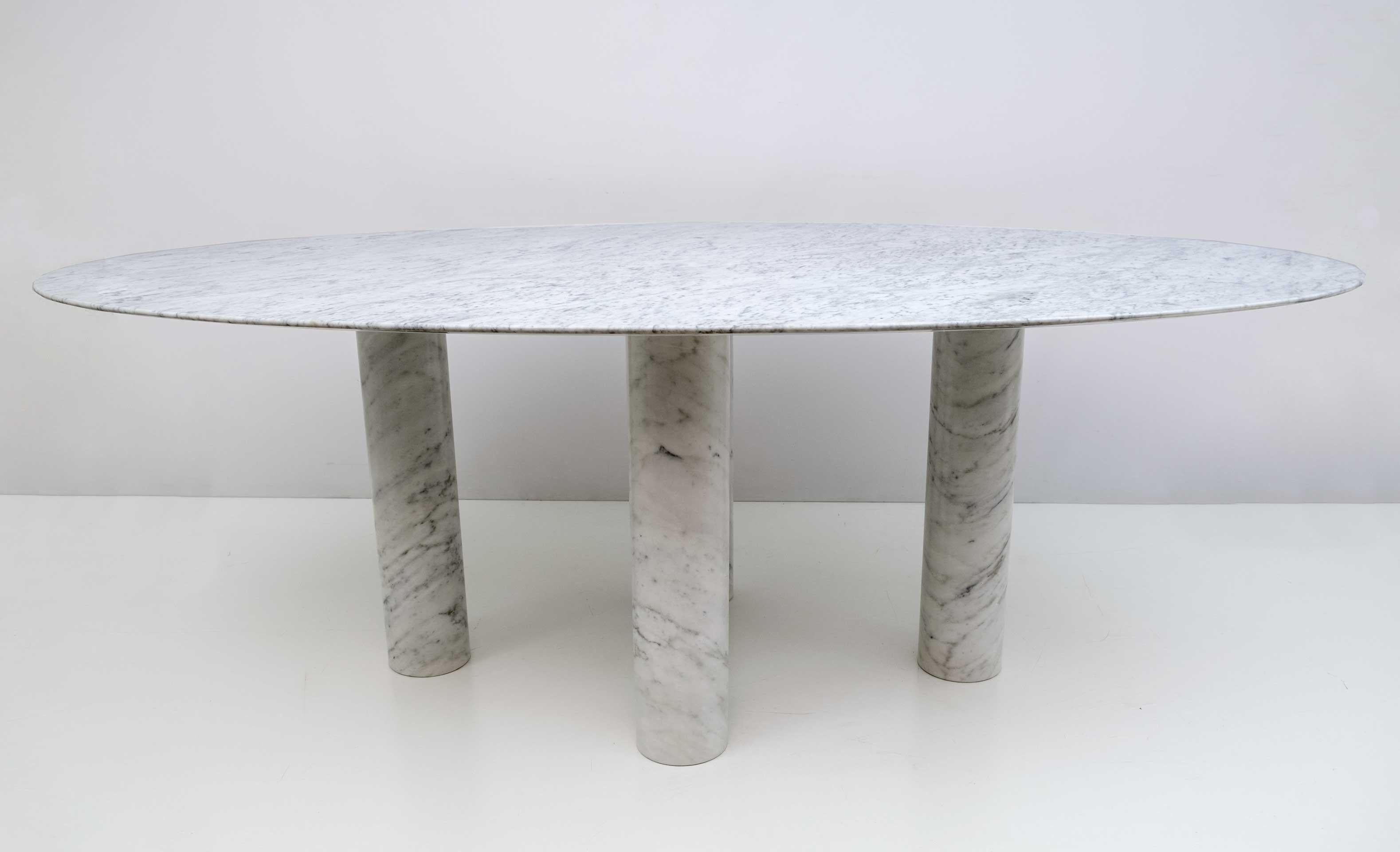Ovaler Esstisch aus italienischem Carrara-Marmor von Mario Bellini für Cassina, 70er Jahre (Italienisch) im Angebot