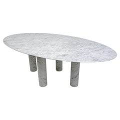Mario Bellini Italian Carrara Marble Oval Dining Table for Cassina, 70s