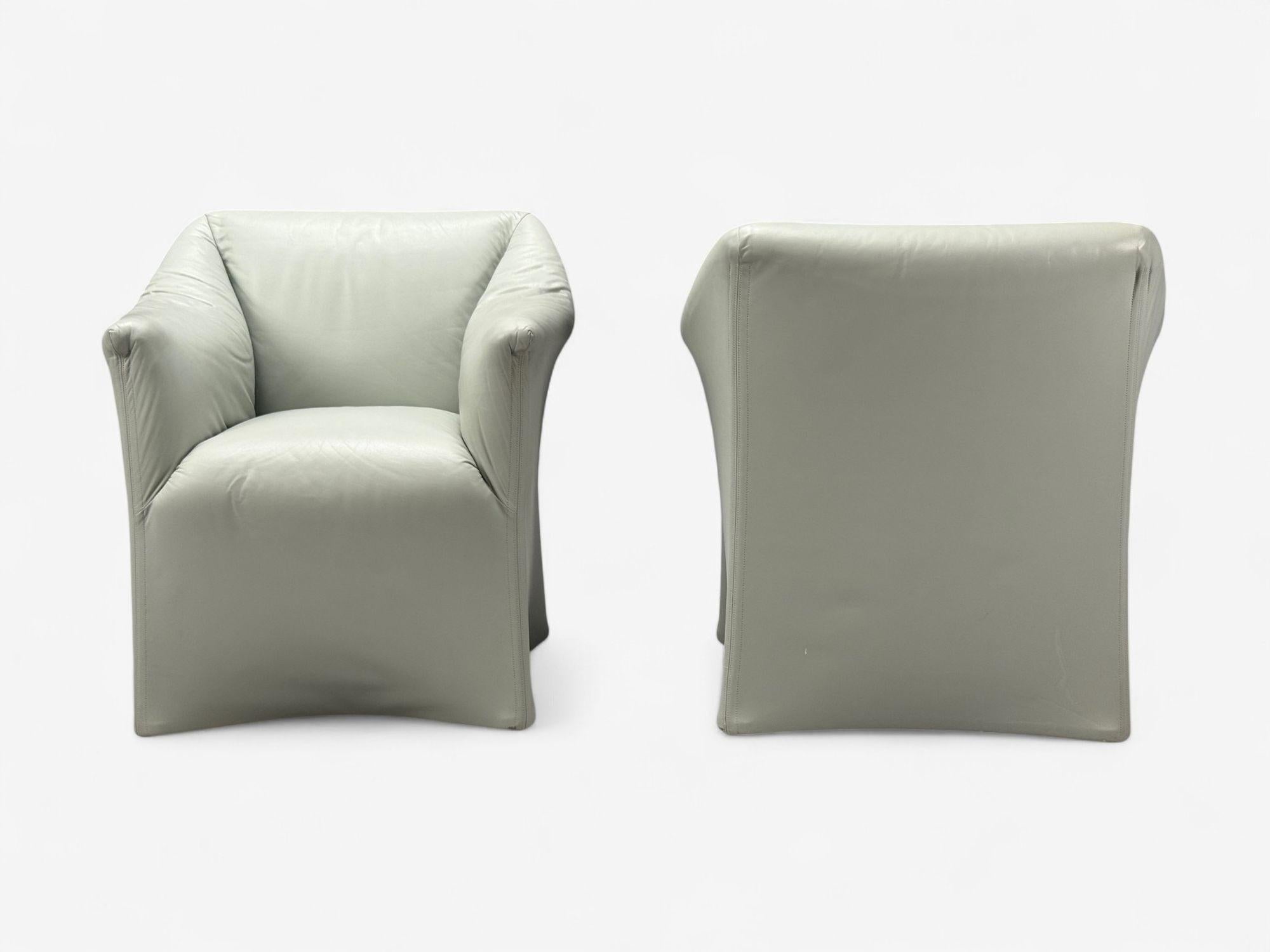 Mario Bellini, Italian Modern, Leather, Four Model 684 Armchairs, Italy, 1980s For Sale 7