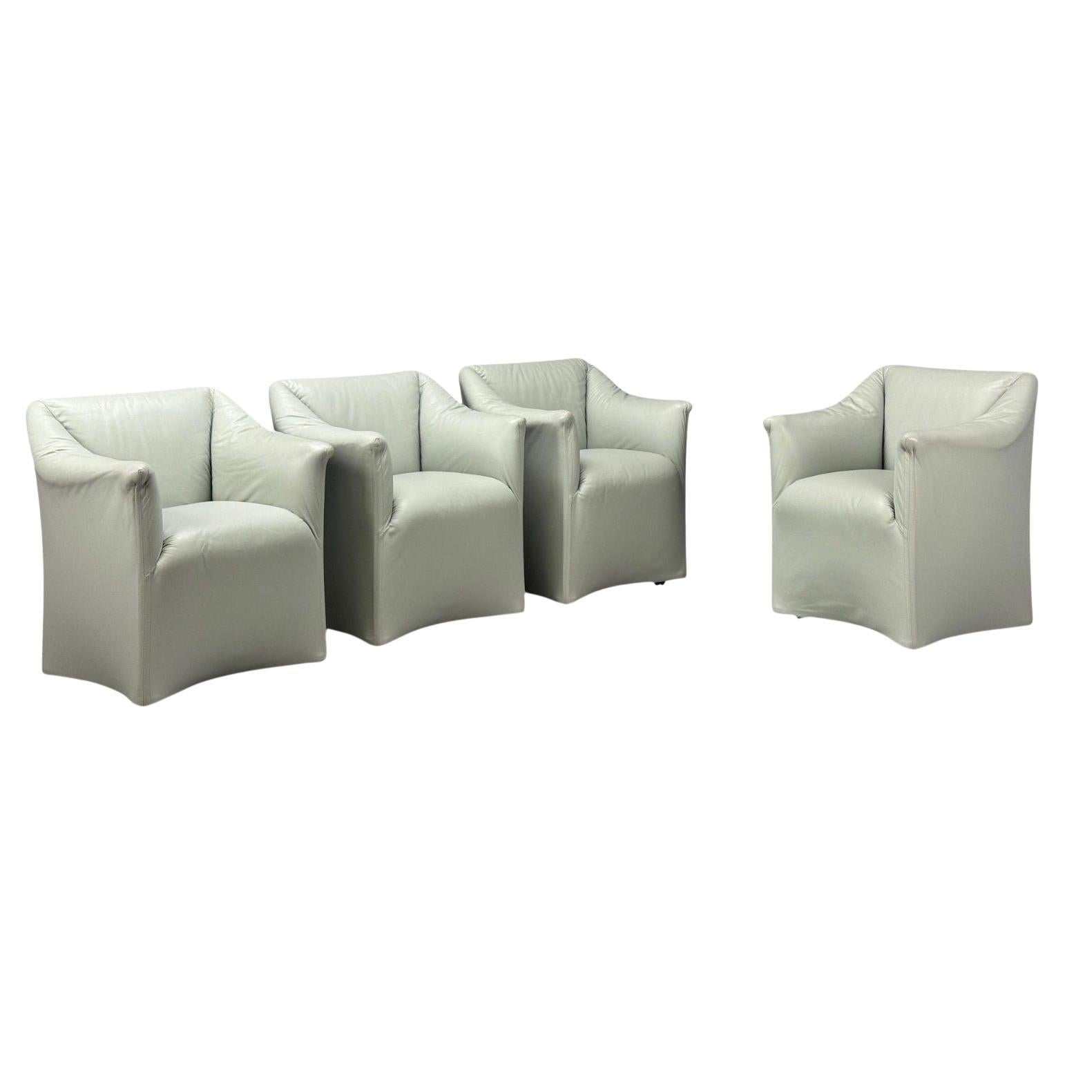 Mario Bellini, Italian Modern, Leather, Four Model 684 Armchairs, Italy, 1980s For Sale