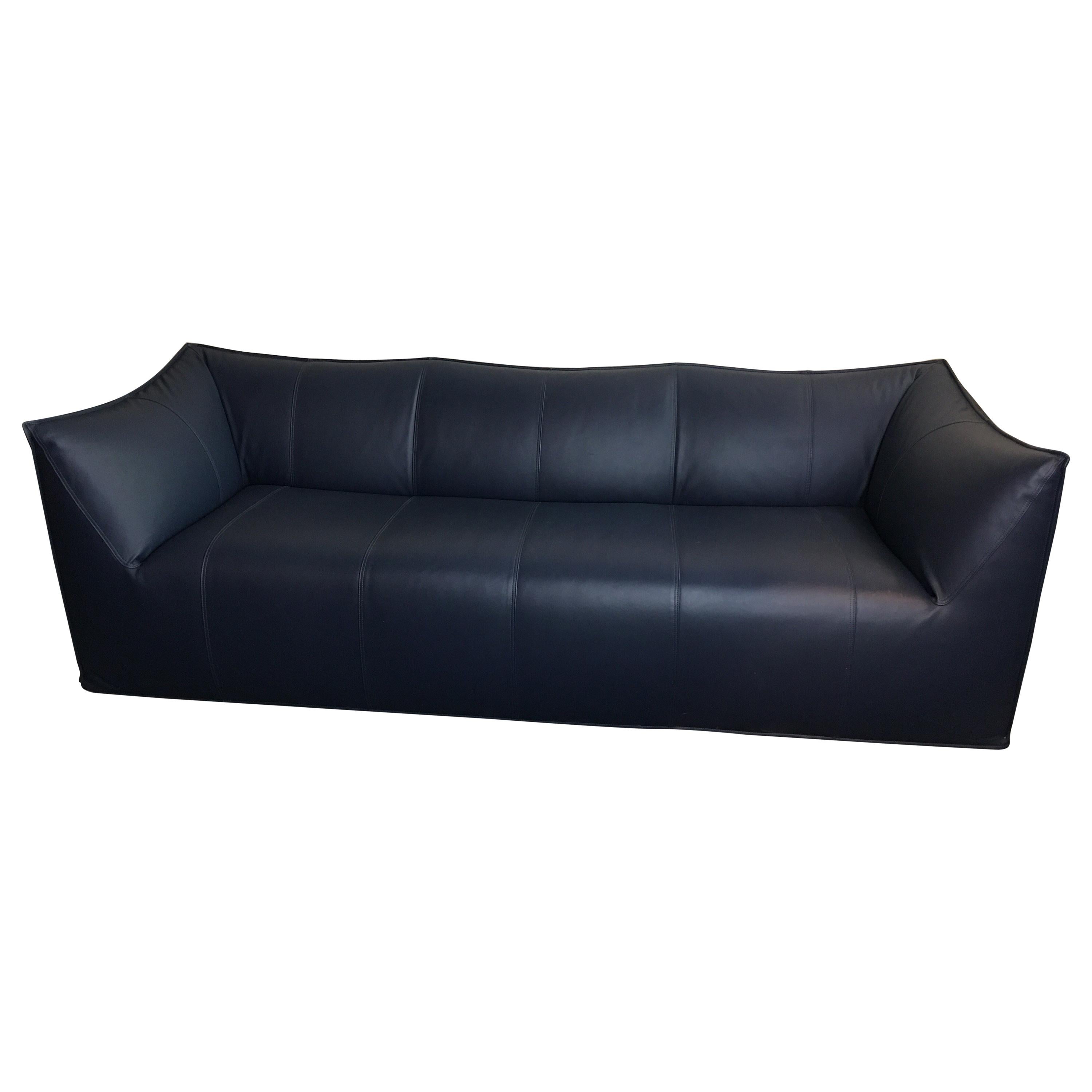 Mario Bellini Le Bambole 3-Seat Sofa in dark Blue Leather