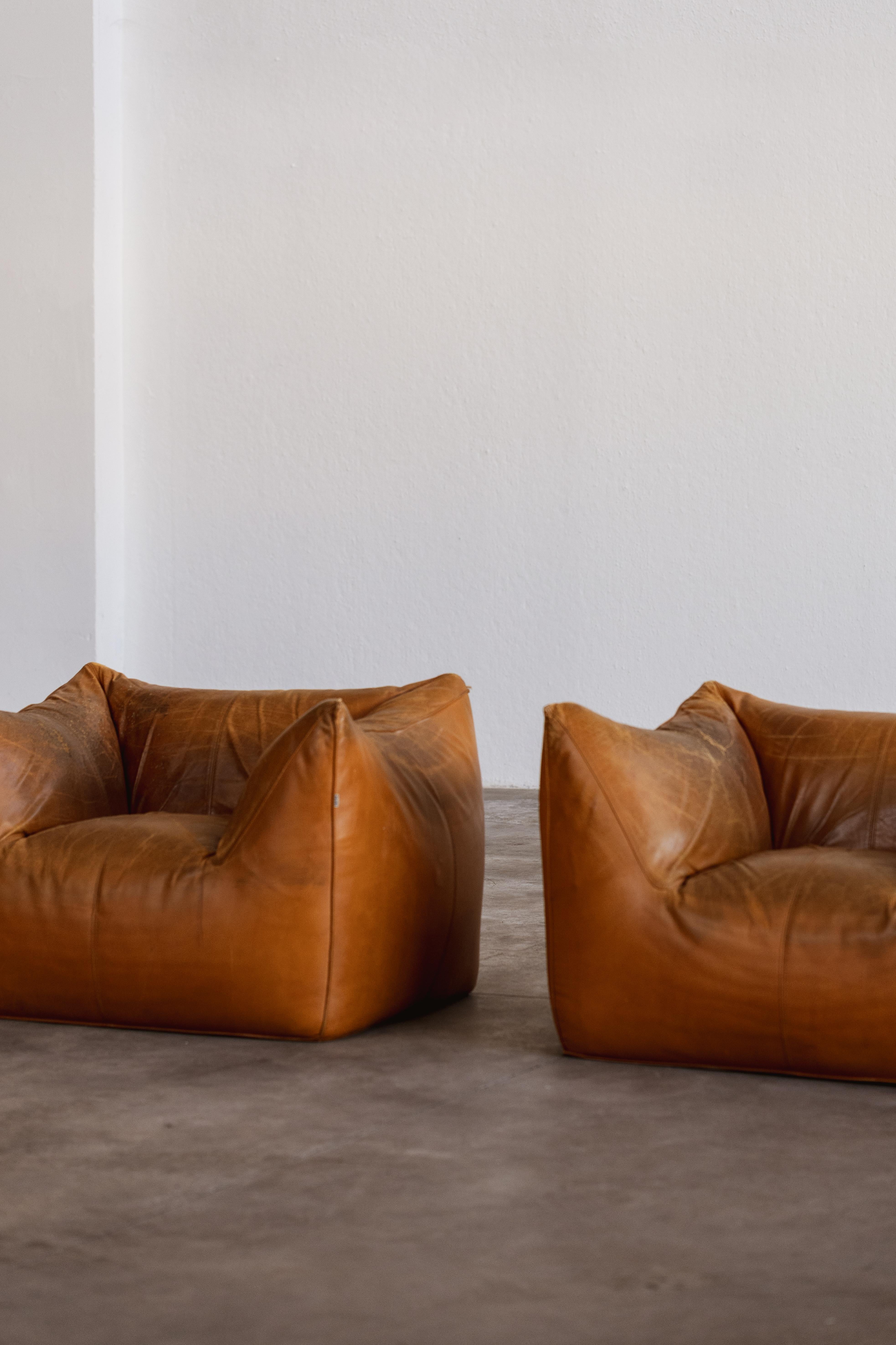 Mario Bellini Le Bambole Sessel für B&B Italia, Cognac, 1971, 2 Exemplare im Angebot 3