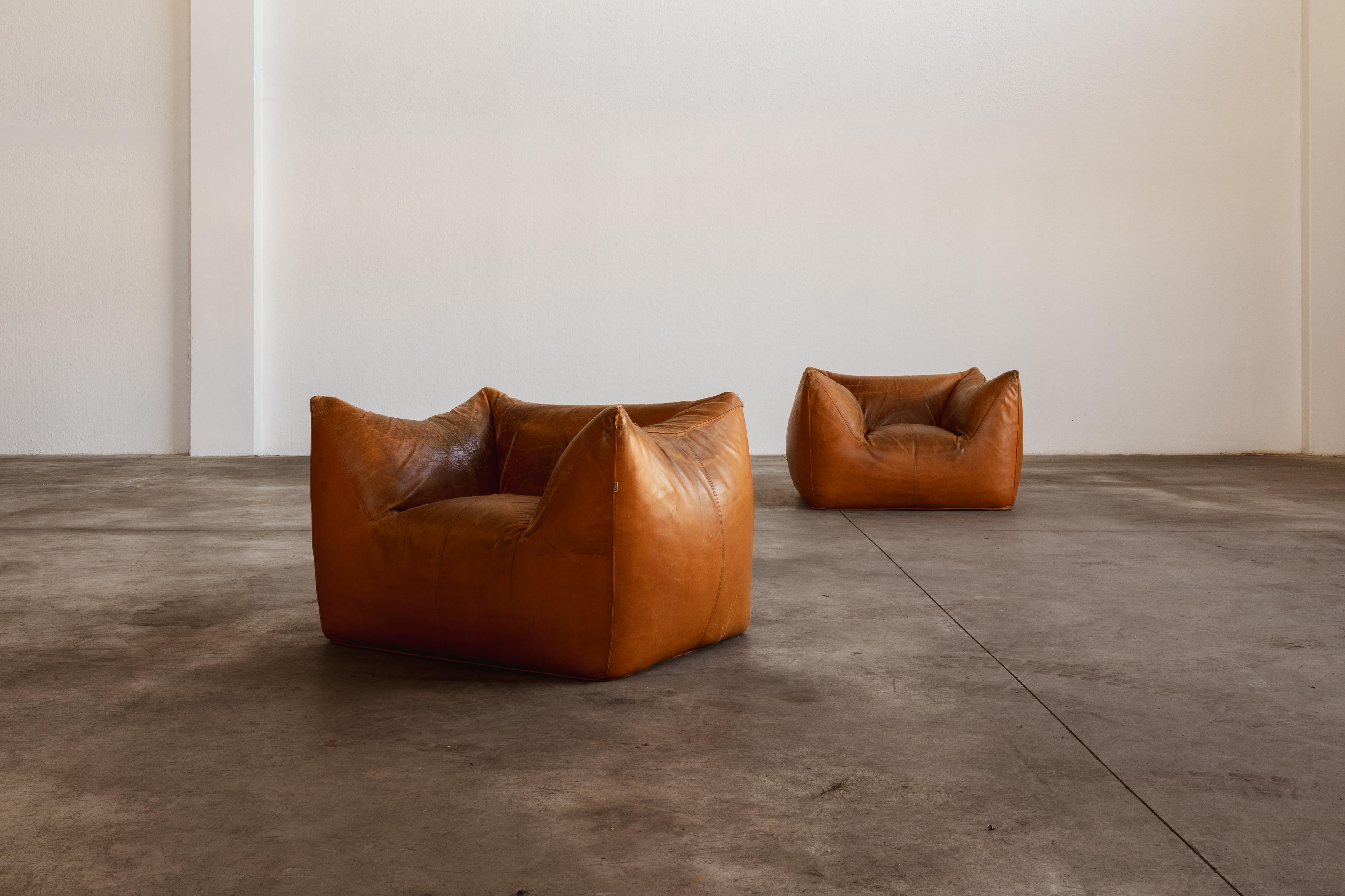 Mario Bellini Le Bambole Sessel für B&B Italia, Cognac, 1971, 2 Exemplare (Ende des 20. Jahrhunderts) im Angebot