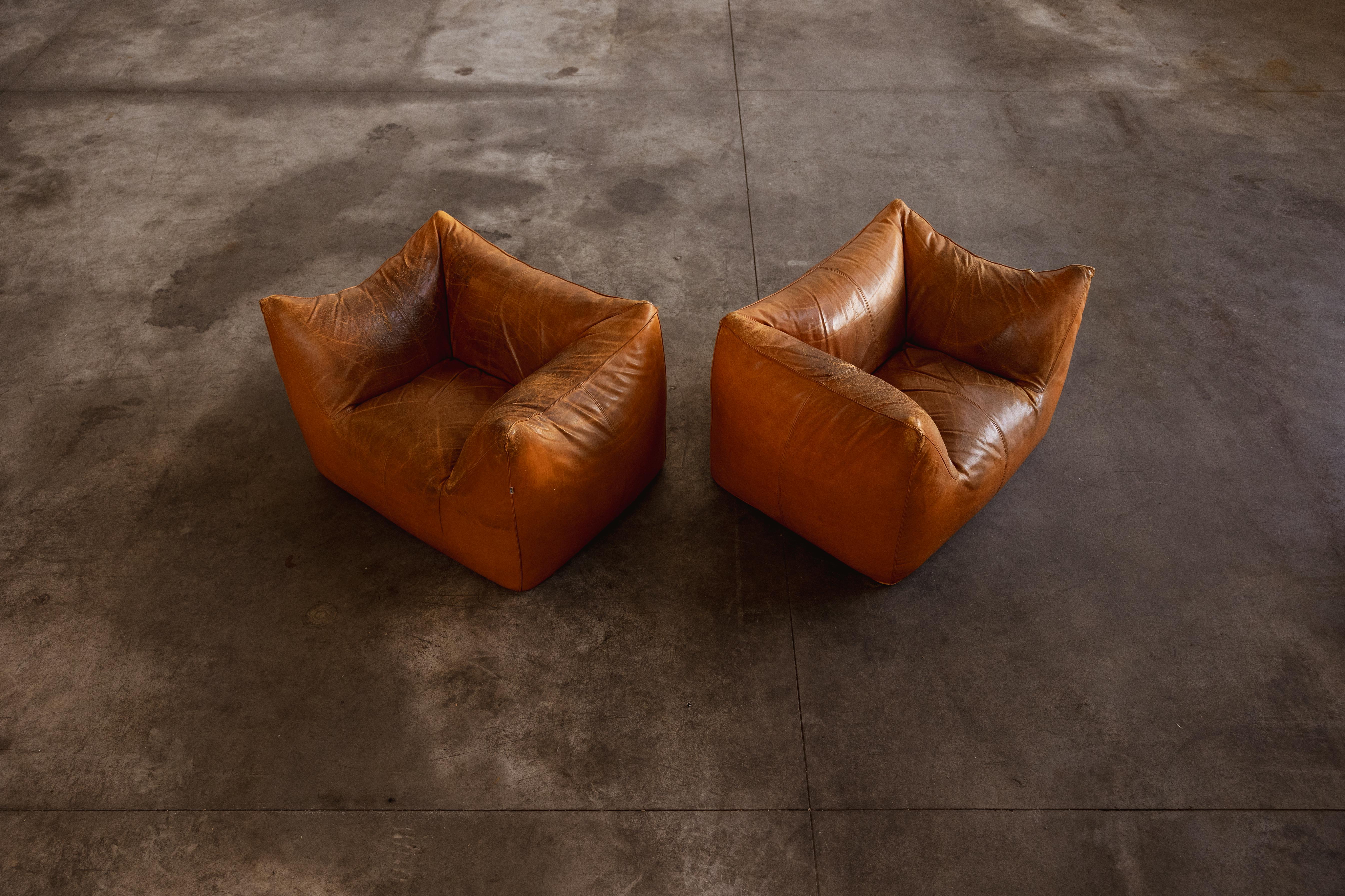 Mario Bellini Le Bambole Sessel für B&B Italia, Cognac, 1971, 2 Exemplare im Angebot 1