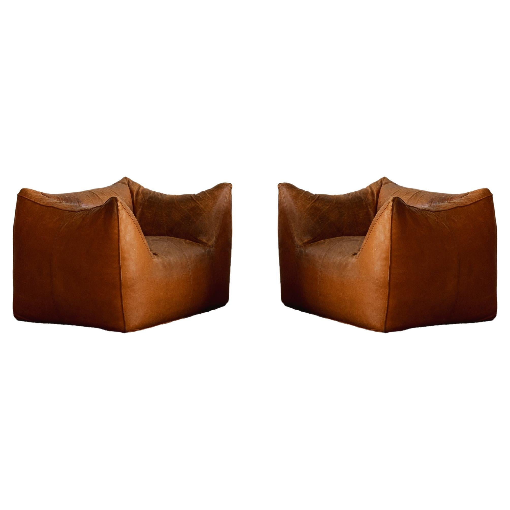 Mario Bellini “Le Bambole” Armchairs for B&B Italia, Cognac, 1971, Set of 2