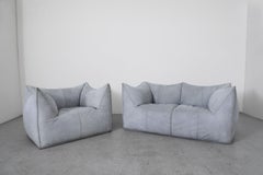 Mario Bellini ‘Le Bambole’ Baby Blue-Gray Suede Loveseat