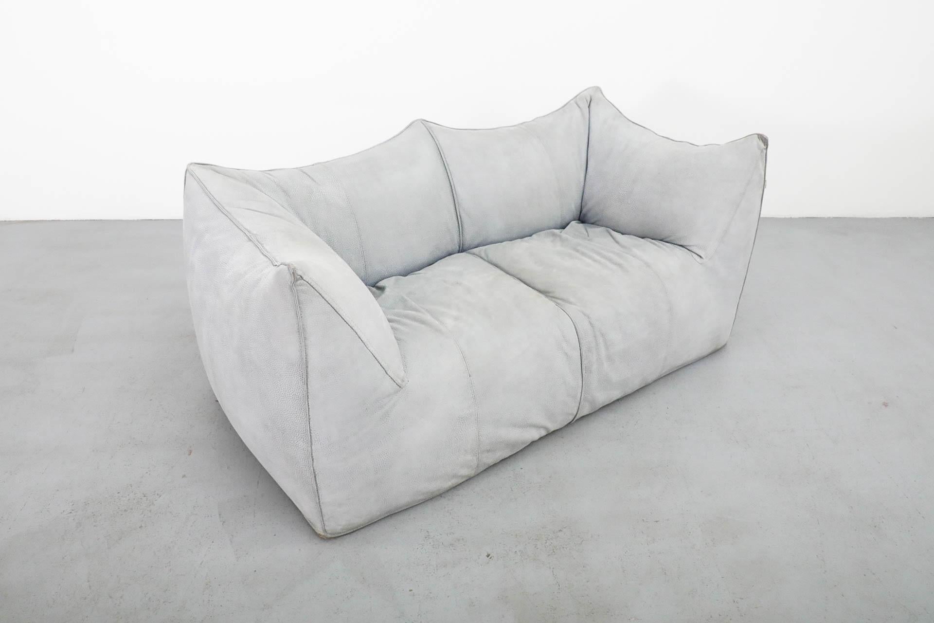 Mario Bellini ‘Le Bambole’ Blue-Grey Suede Loveseat for B&B Italia For Sale 8