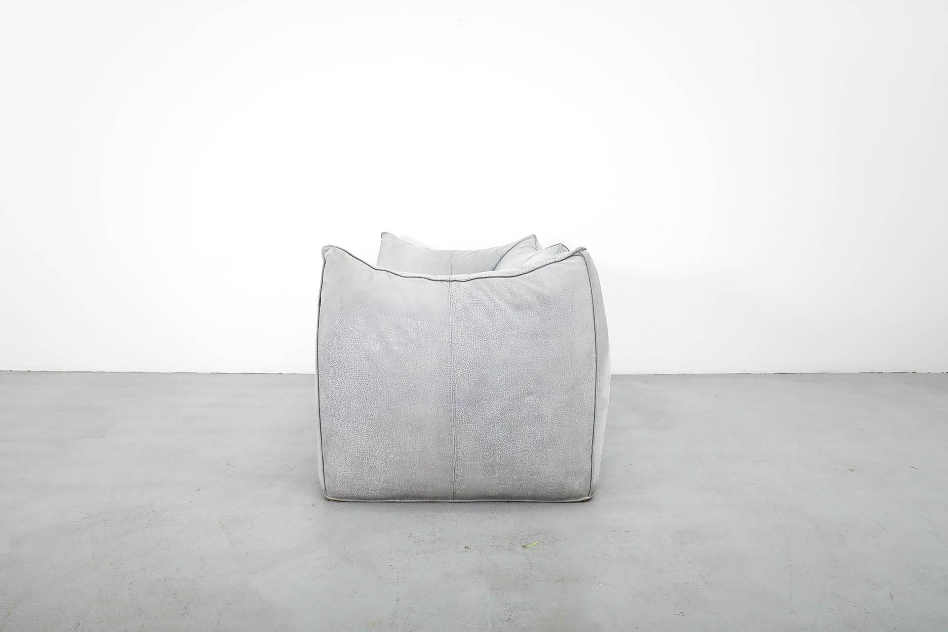 Italian Mario Bellini ‘Le Bambole’ Blue-Grey Suede Loveseat for B&B Italia For Sale