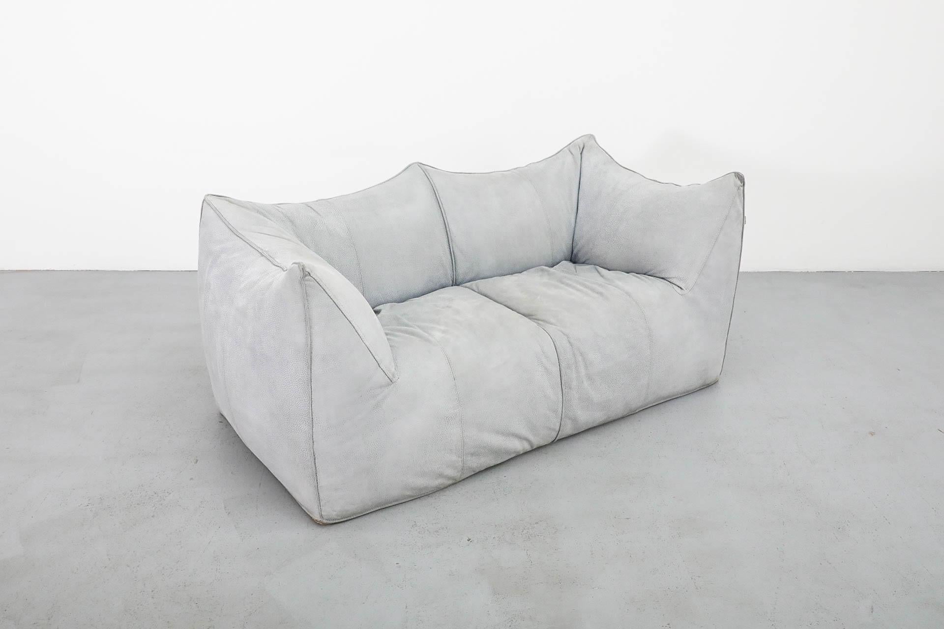 Mario Bellini ‘Le Bambole’ Blue-Grey Suede Loveseat for B&B Italia For Sale 1