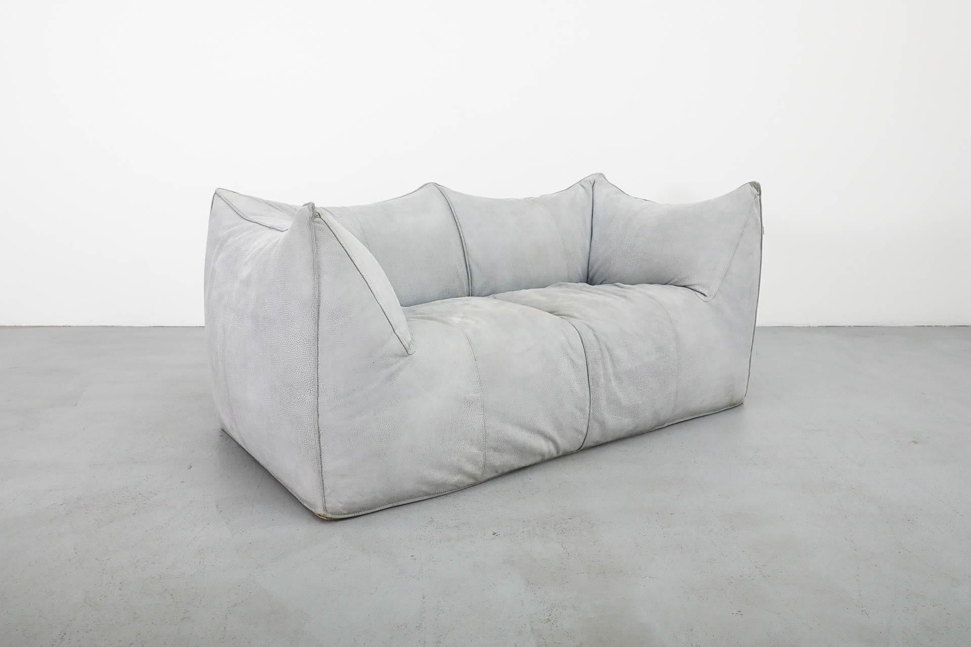 Mario Bellini ‘Le Bambole’ Blue-Grey Suede Loveseat for B&B Italia For Sale 2