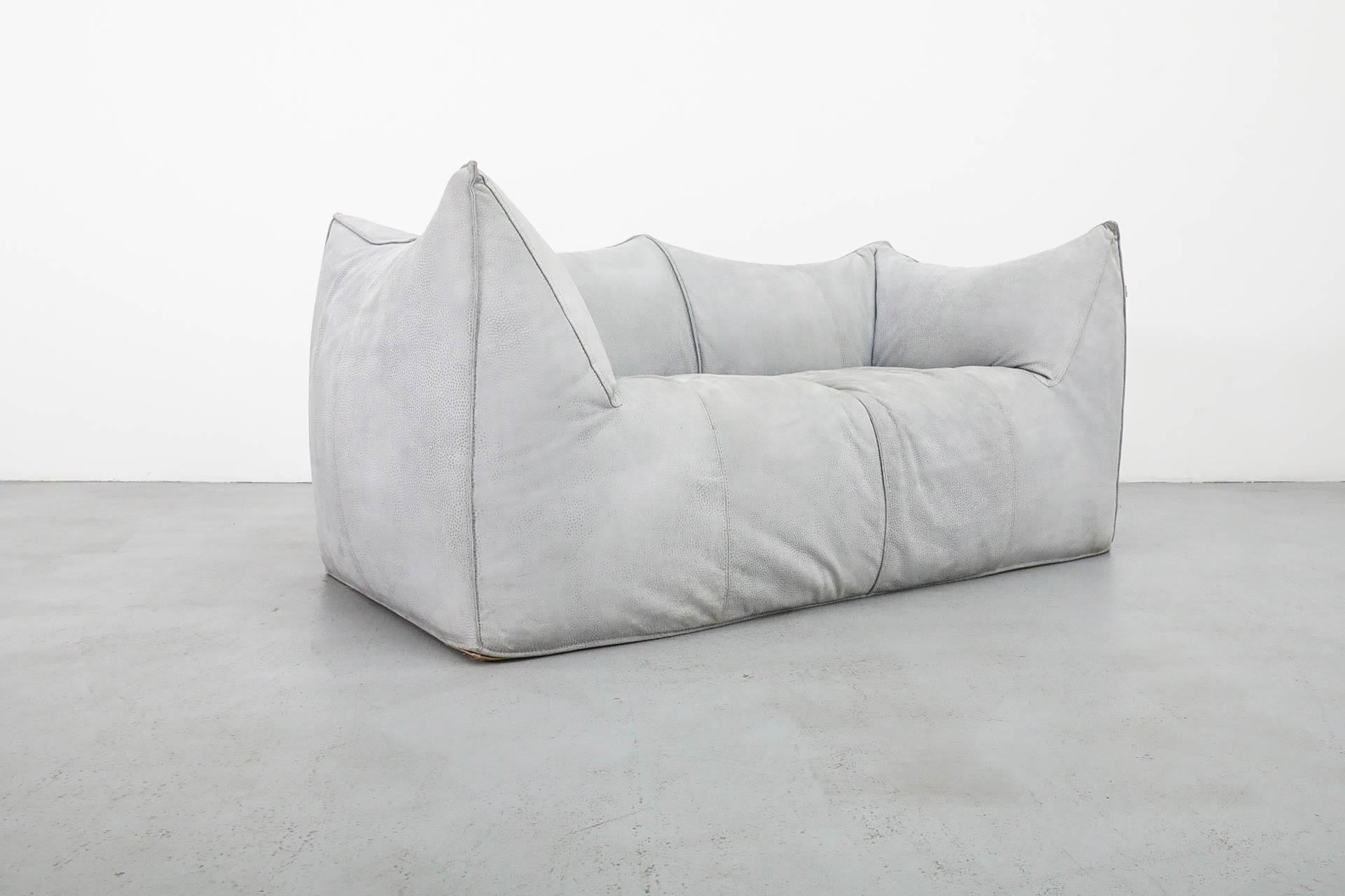 Mario Bellini ‘Le Bambole’ Blue-Grey Suede Loveseat for B&B Italia For Sale 3