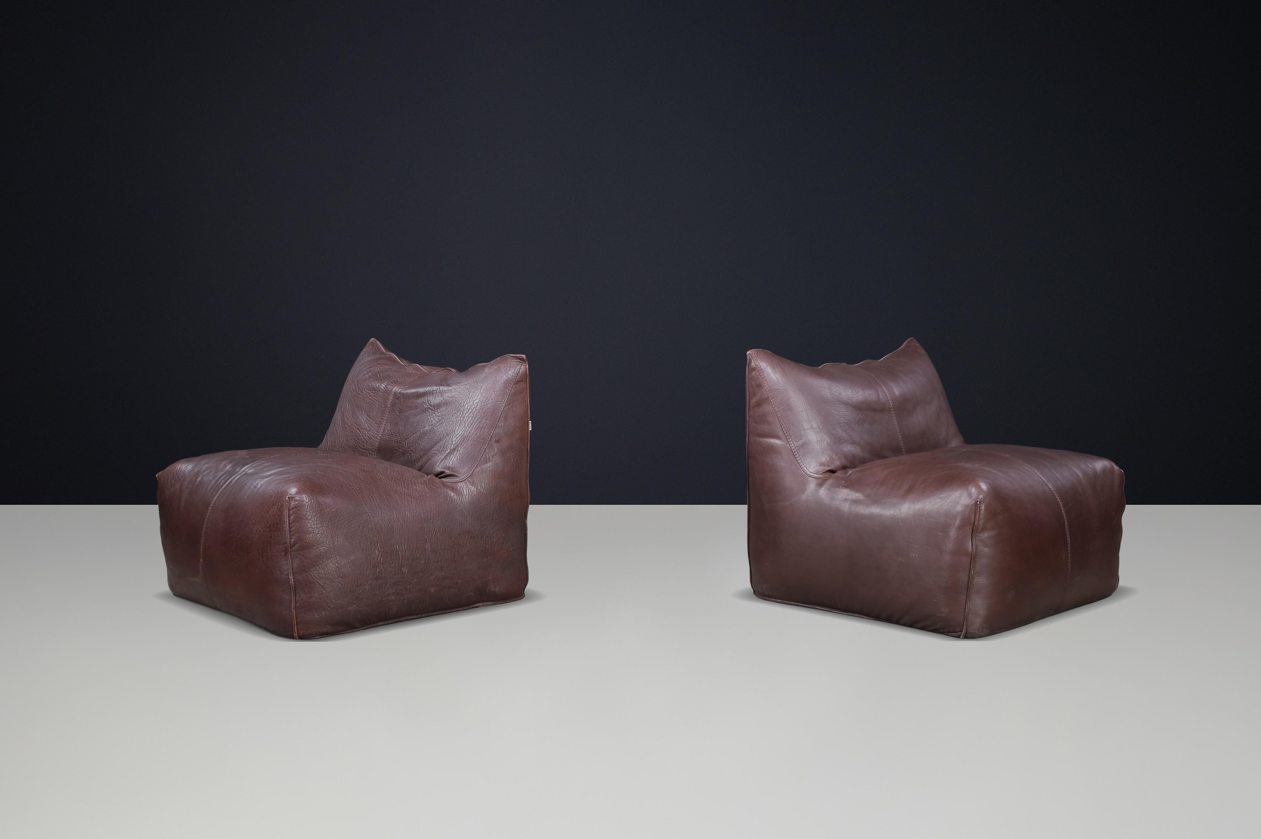 Sillas 'Le Bambole' de Mario Bellini para B&B Italia, 1971, cuero marrón, set de 2 Moderno de mediados de siglo en venta