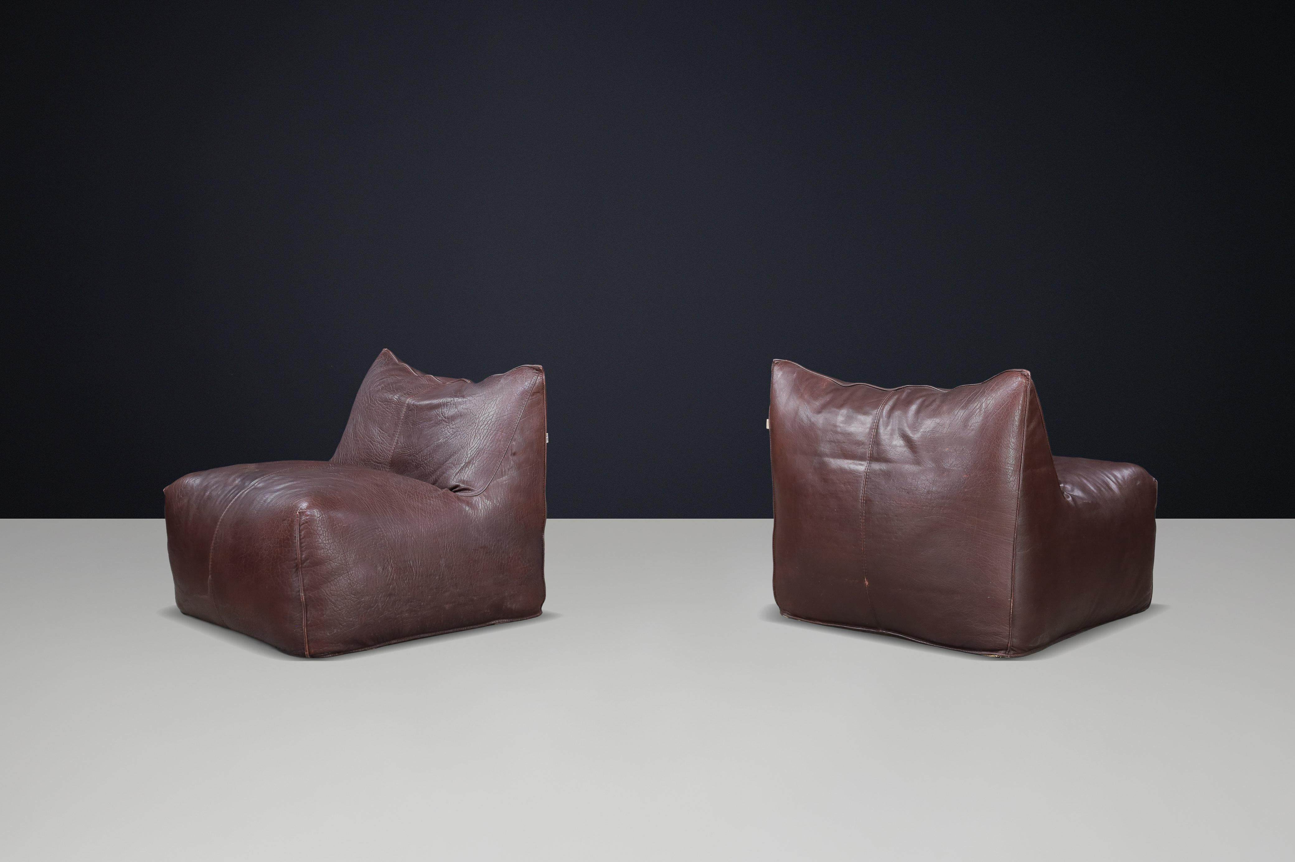 Sillas 'Le Bambole' de Mario Bellini para B&B Italia, 1971, cuero marrón, set de 2 Cuero en venta