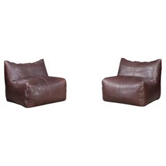 Mario Bellini ‘Le Bambole’ Chairs for B&B Italia, 1971, Brown Leather, Set of 2