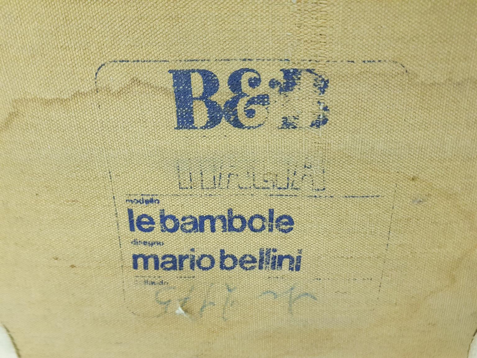 Mario Bellini Le Bambole Cognac Leather Lounge Chairs for B&B Italia, Italy 1975 9