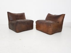 Mario Bellini Le Bambole Cognac Leather Lounge Chairs for B&B Italia, Italy 1975