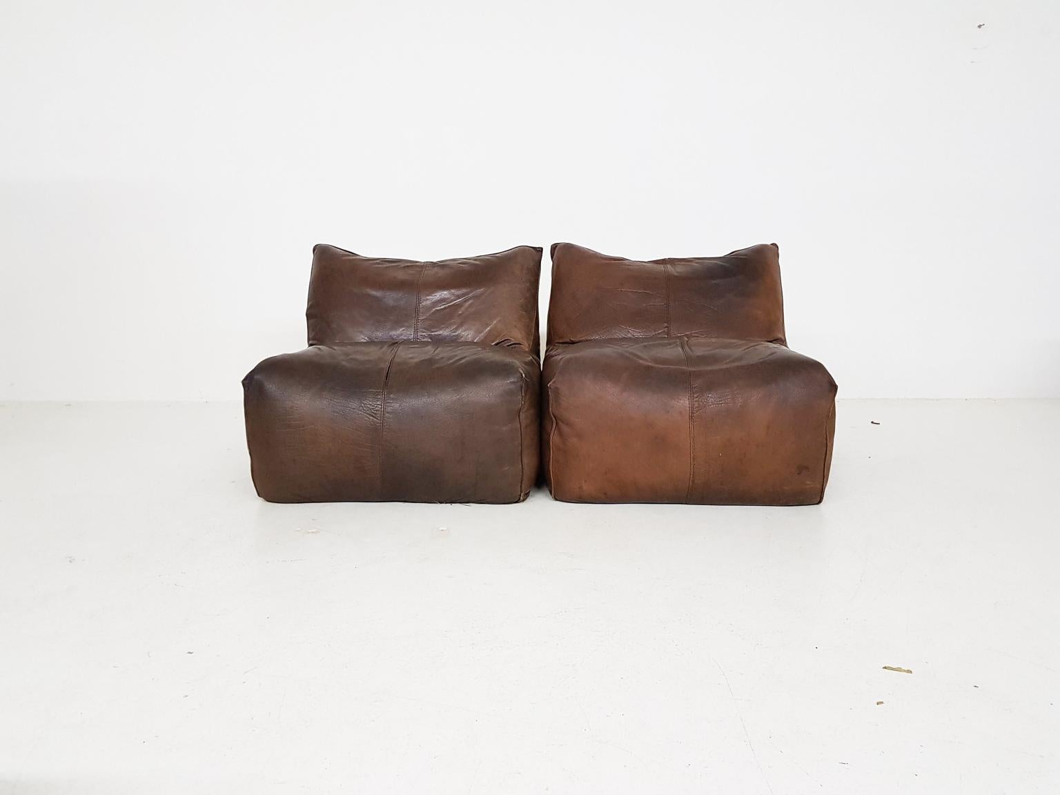 Mario Bellini Le Bambole Cognac Leather Lounge Chairs for B&B Italia, Italy 1975 In Good Condition In Amsterdam, NL