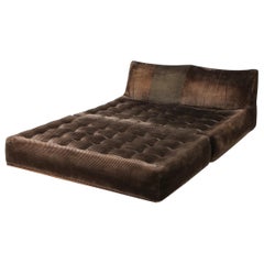 Mario Bellini 'Le Bambole' Daybed Sofa in Brown Velvet for B&B Italia