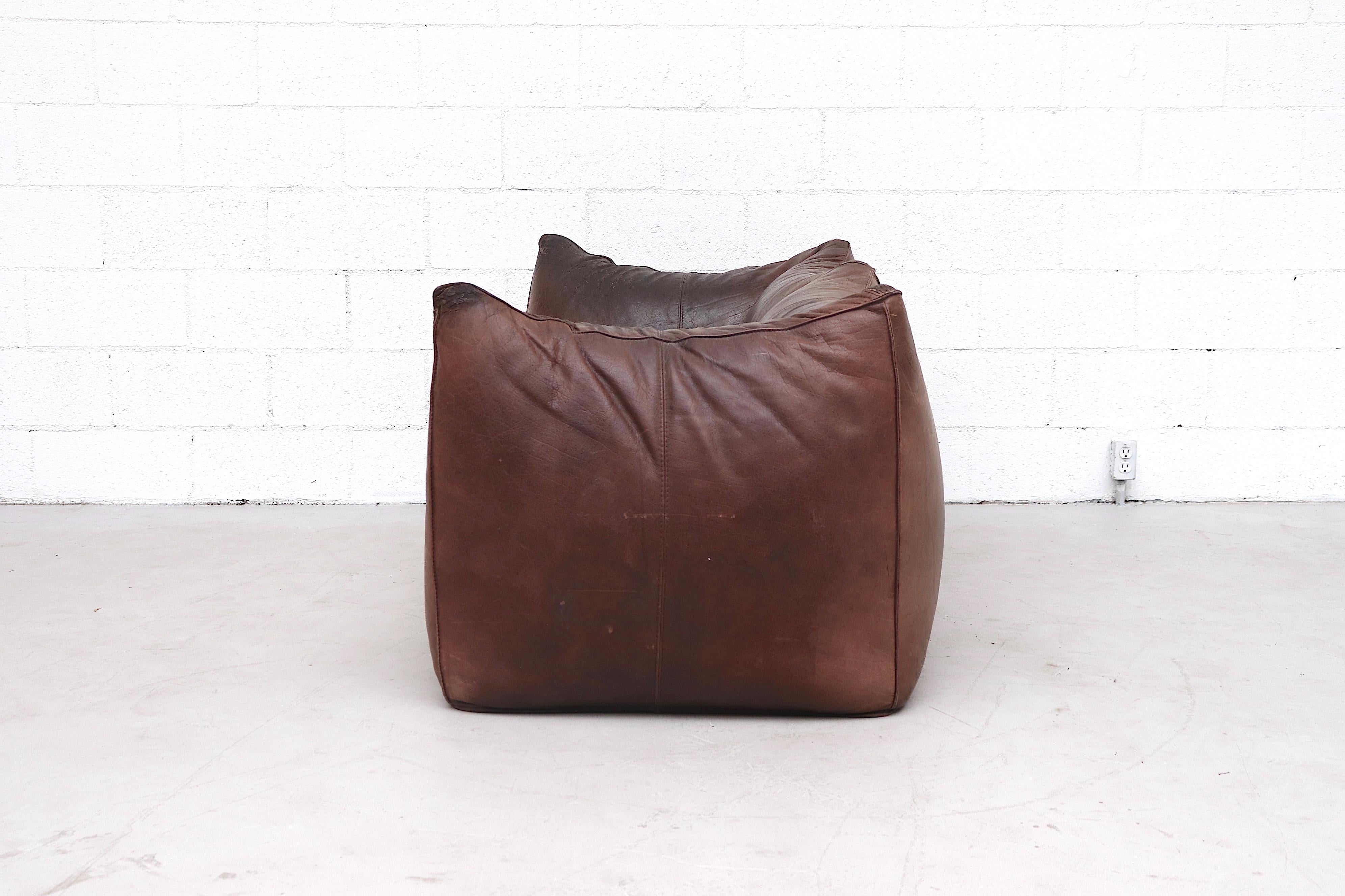 Mid-Century Modern Mario Bellini 'Le Bambole' Leather Love Seat