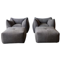 Mario Bellini Le Bambole Loungesessel und Ottomane, Paar, B&B Italia