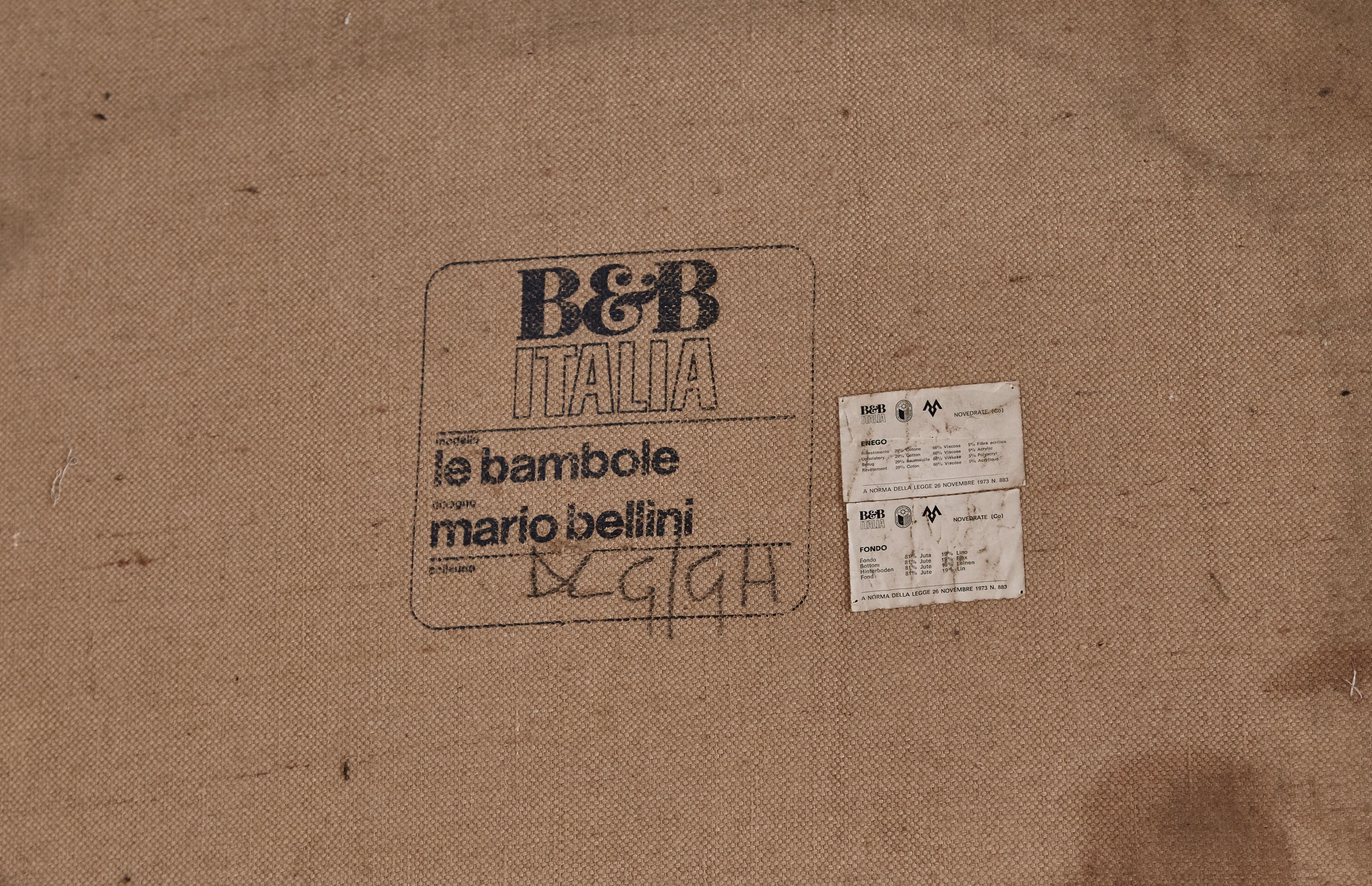 Mario Bellini Le Bambole Lounge Chairs, Upholstered in Alpaca, B&B Italia, 1970s 8