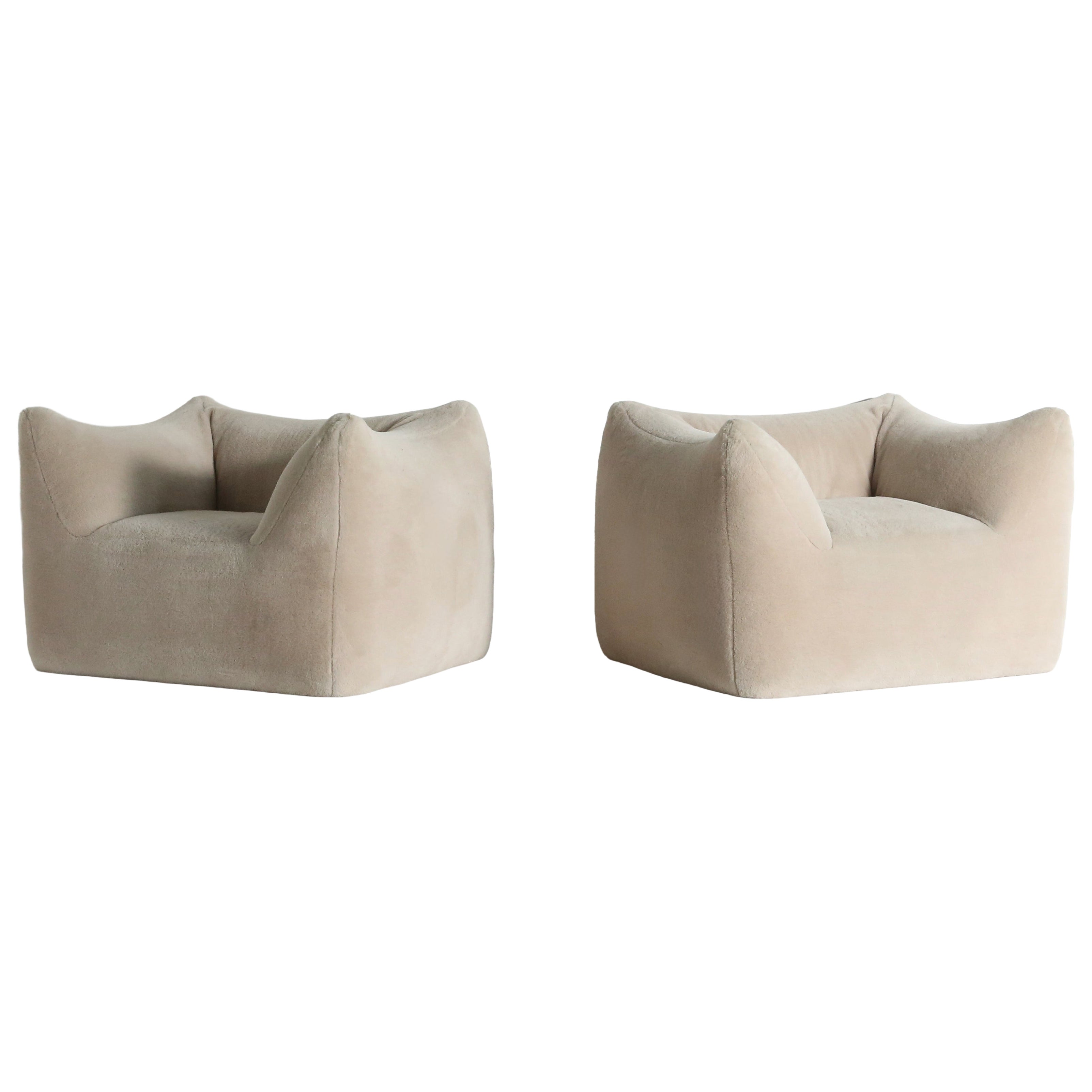 Mario Bellini Le Bambole Lounge Chairs, Upholstered in Alpaca, B&B Italia, 1970s