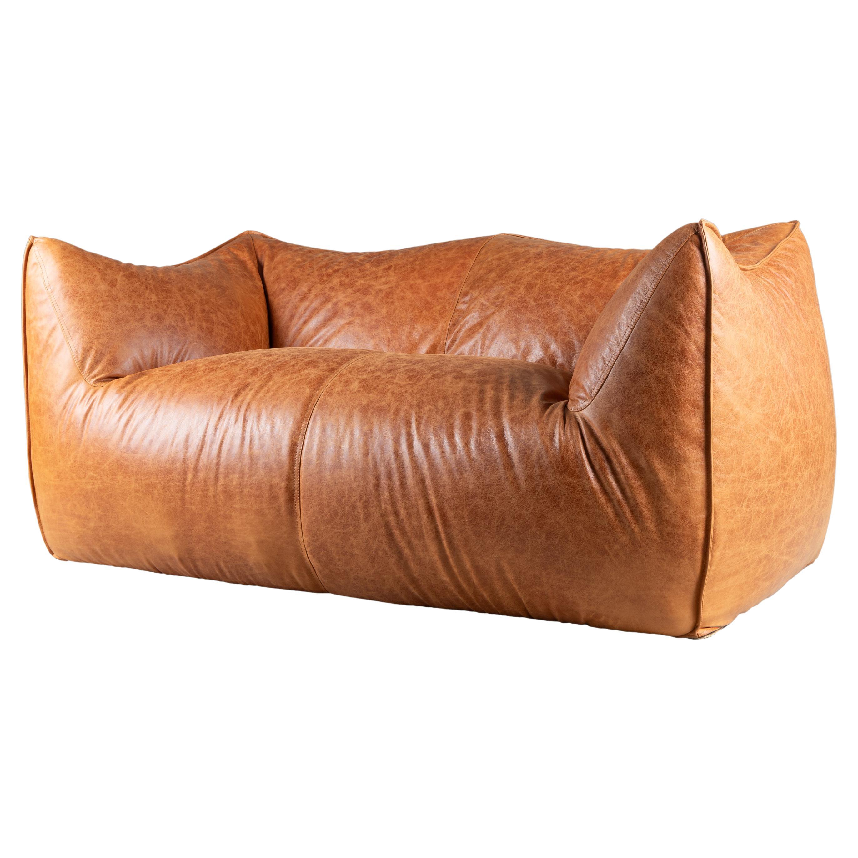 Mario Bellini, Le Bambole, Sofa, B&B Italia, 1970s brown leather