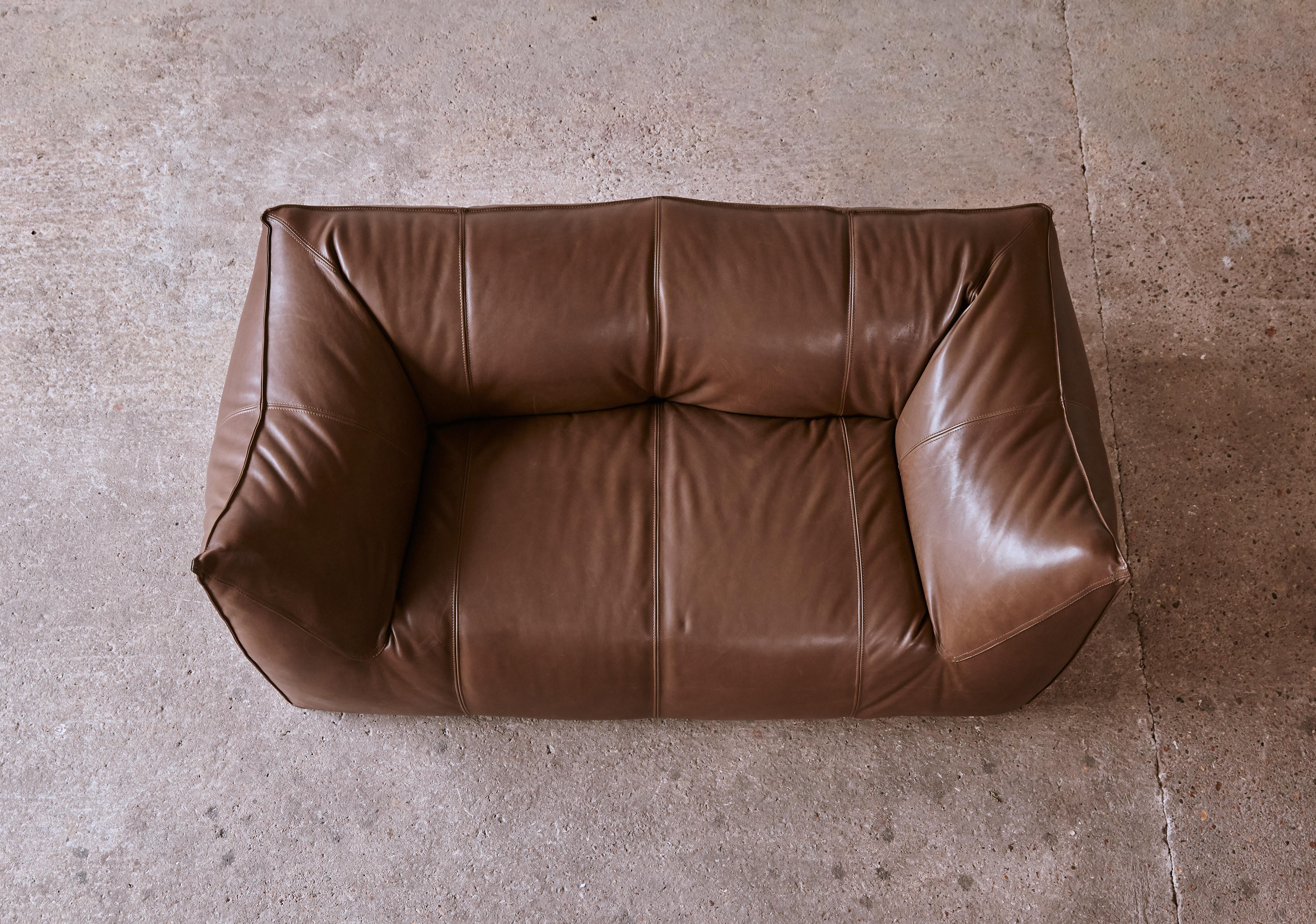Mario Bellini Le Bambole Sofa, Brown Leather, B&B Italia, 1970s 13