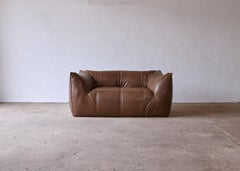 Mario Bellini Le Bambole Sofa, Brown Leather, B&B Italia, 1970s