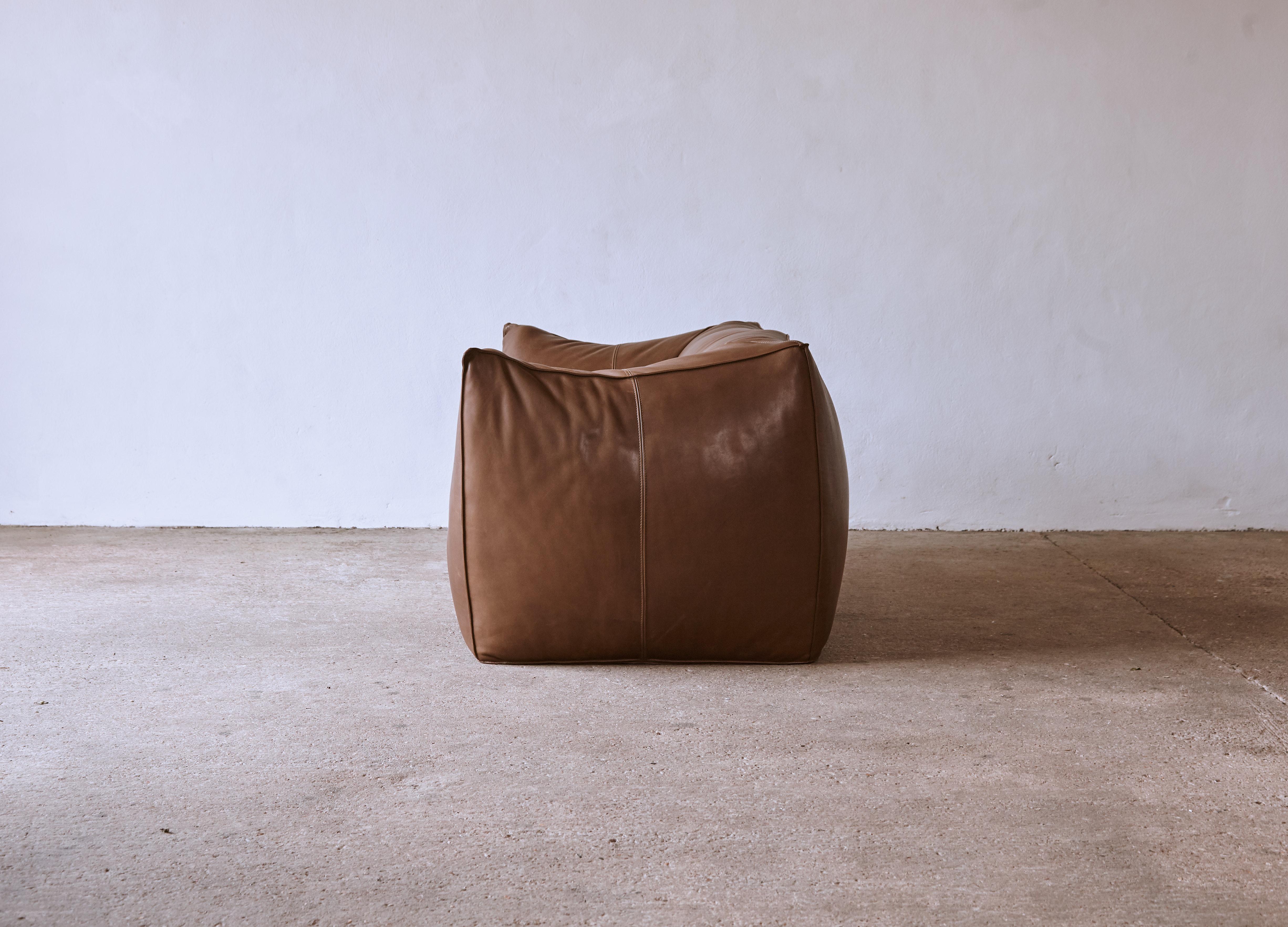 20th Century Mario Bellini Le Bambole Sofa, Brown Leather, B&B Italia, 1970s