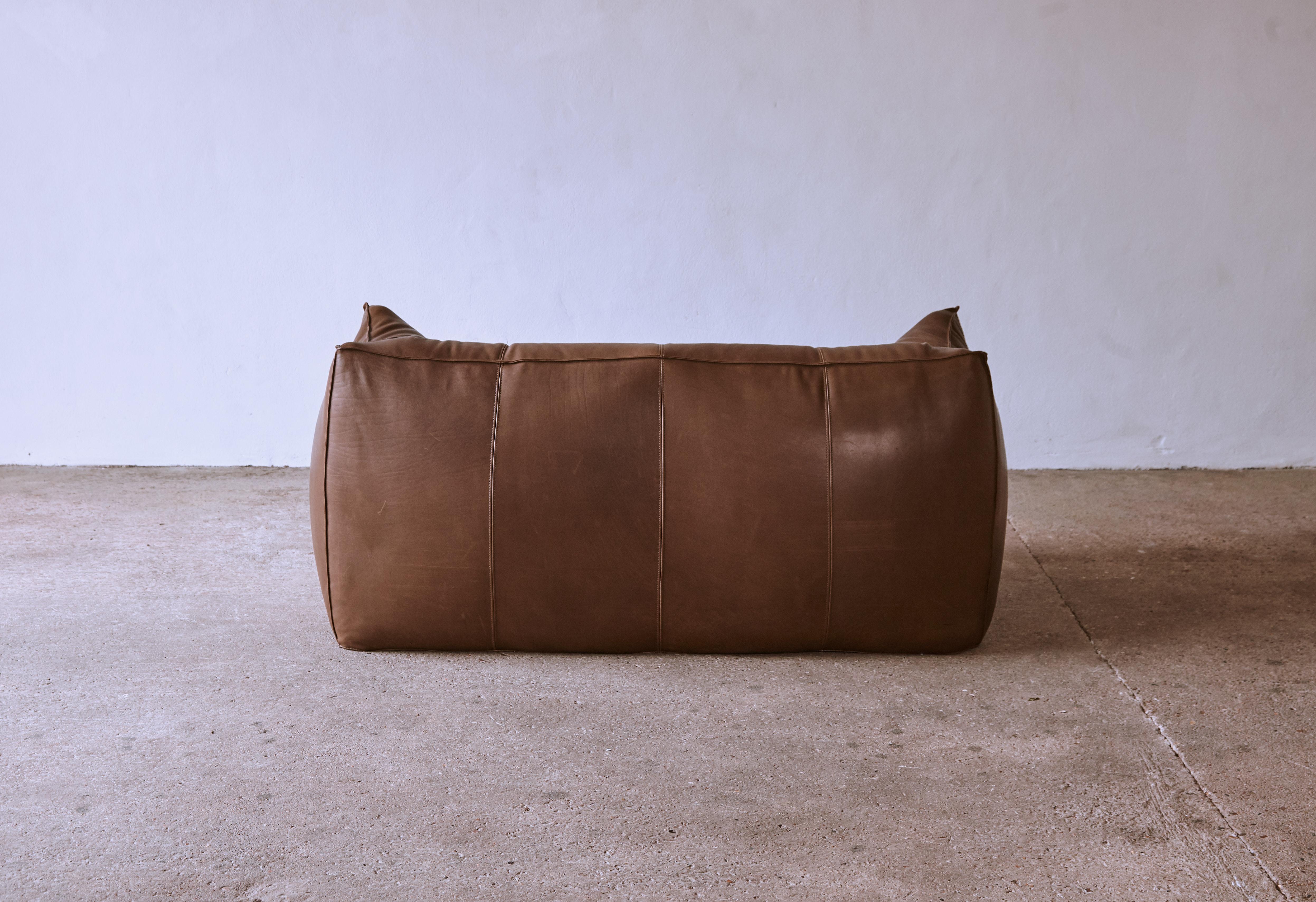 Mario Bellini Le Bambole Sofa, Brown Leather, B&B Italia, 1970s 1