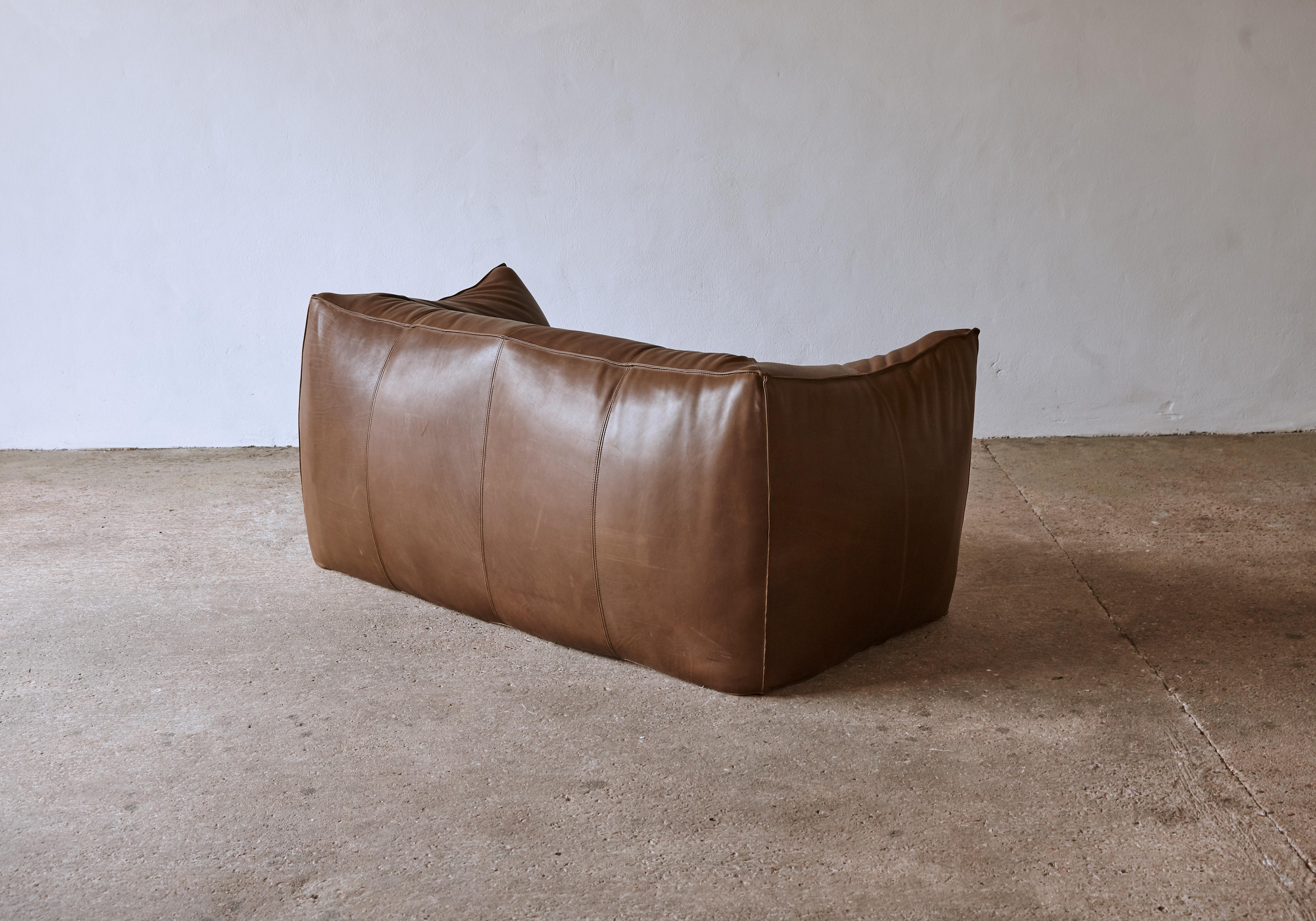 Mario Bellini Le Bambole Sofa, Brown Leather, B&B Italia, 1970s 3
