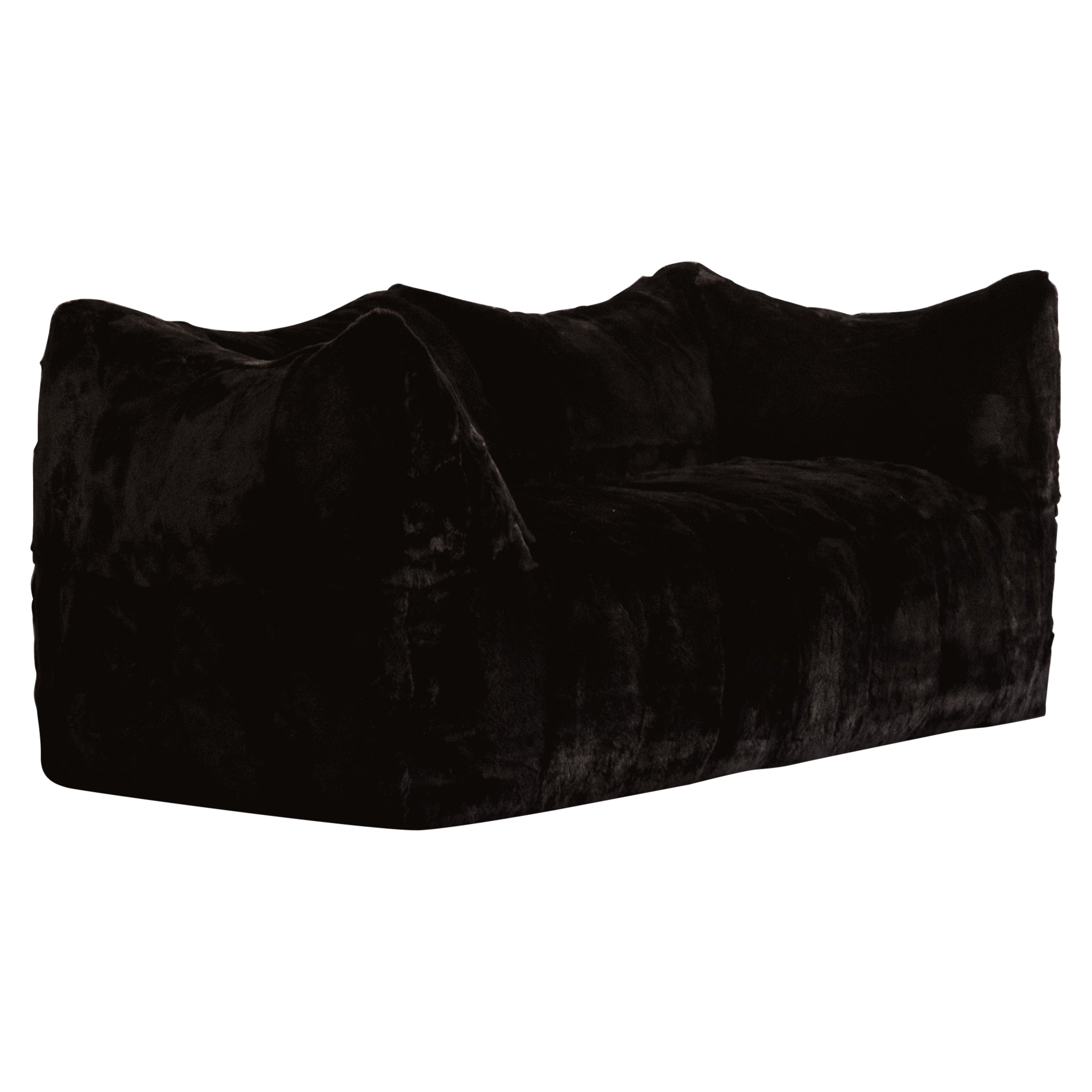 Mario Bellini „Le Bambole“ Sofa für B&B Italia, schwarzes Lapin-Pelz, 1971