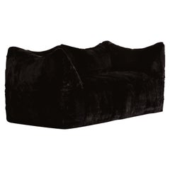 Mario Bellini "Le Bambole" Sofa for B&B Italia, Black Lapin Fur, 1971