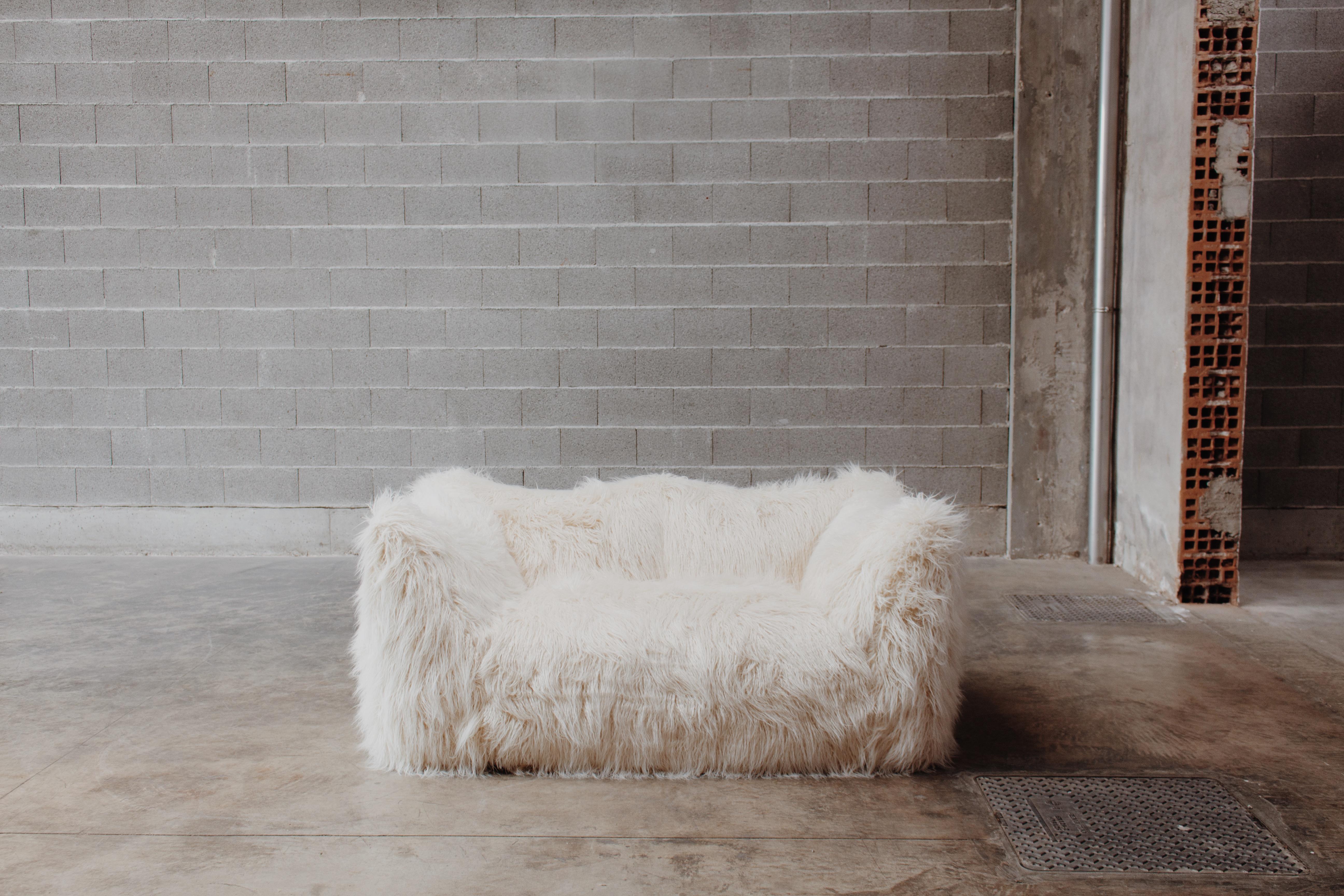 italien Canapé « Le Bambole » de Mario Bellini pour B&B Italia, Faux-Fur, 1971