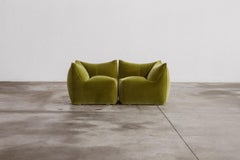 Mario Bellini “Le Bambole” Sofa for B&B Italia, Olive Green, 1971, Set of 2