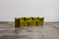 Mario Bellini “Le Bambole” Sofa for B&B Italia, Olive Green, 1971, Set of 3
