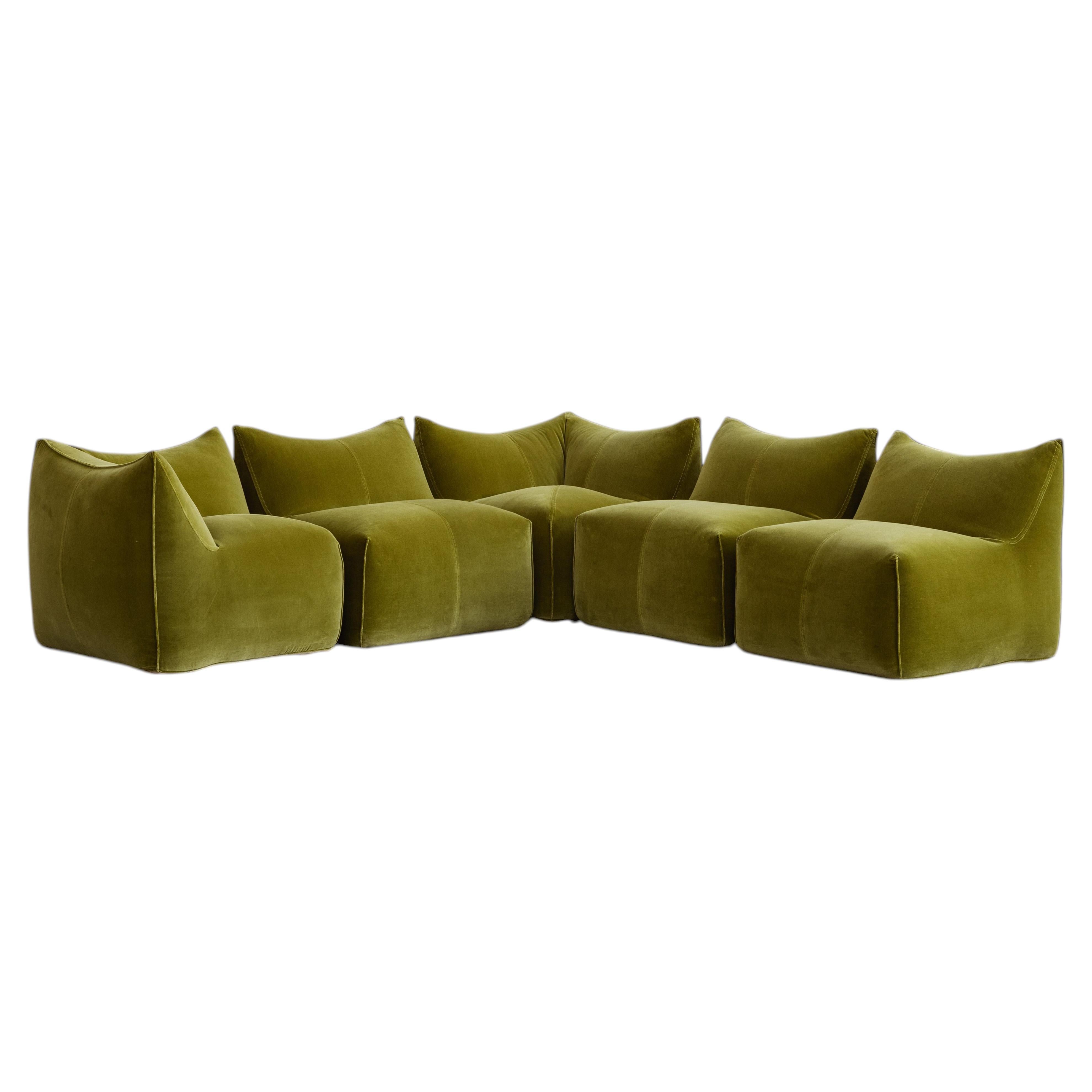 Mario Bellini "Le Bambole" Sofa für B&B Italia, olivgrün, 1971, 5er Set