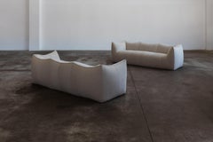 Mario Bellini "Le Bambole" Sofa for Cassina, Ivory Chenille, 1972, Set of 2