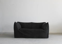 Mario Bellini Le Bambole Two-Seater Sofa in Black Suede by B&B 1972 Italy