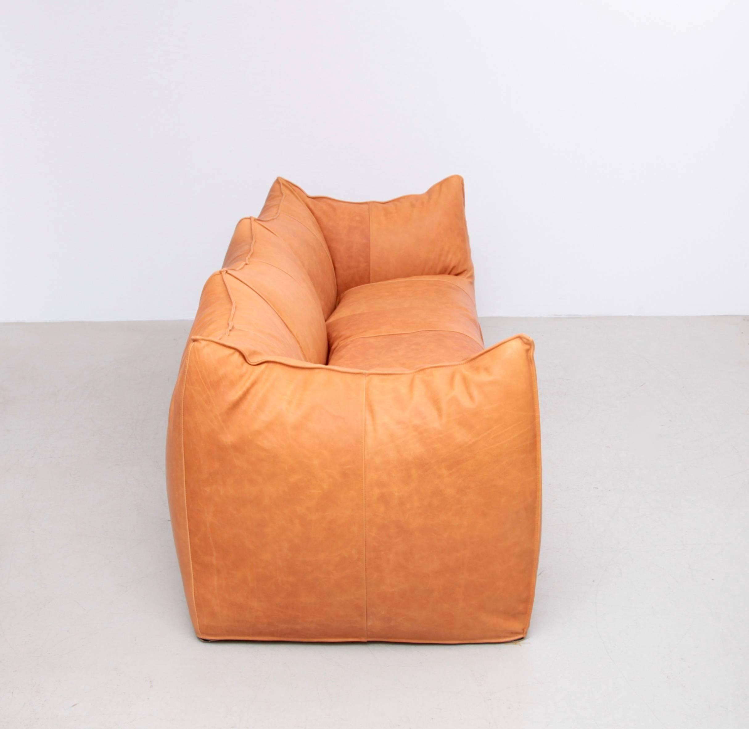 Late 20th Century Mario Bellini Le Bambole Three-Seat in Light Tan Leather by B&B, Italia