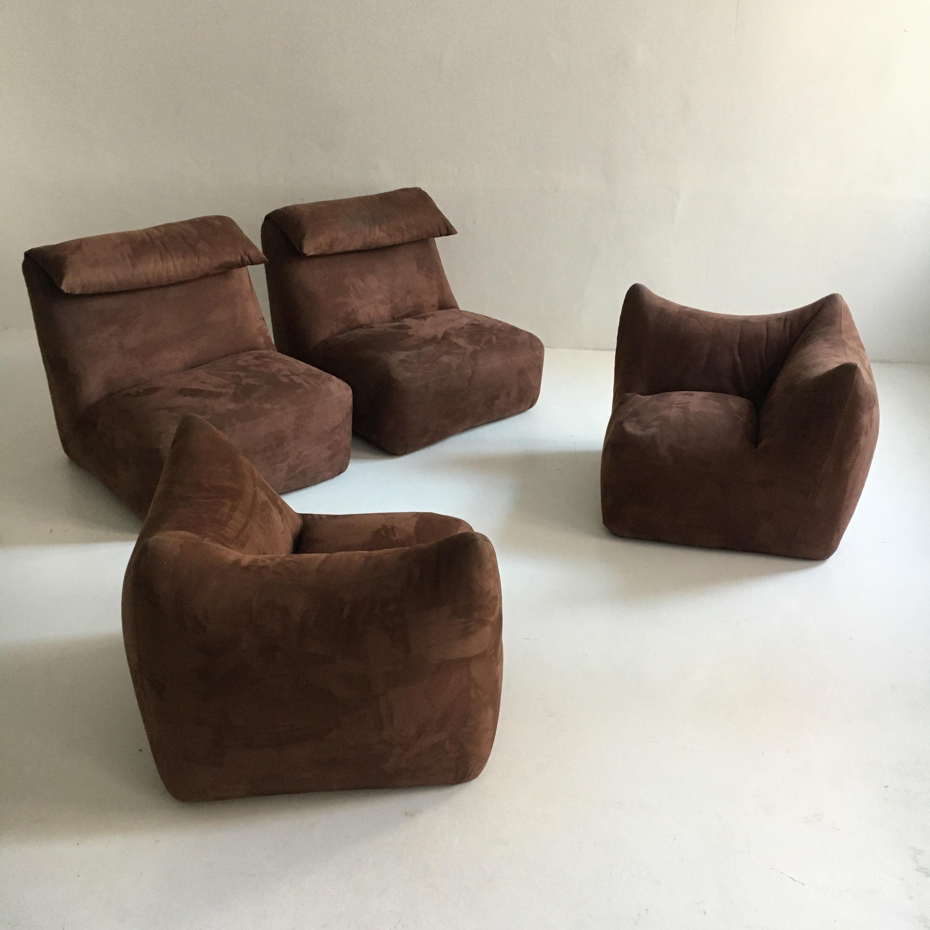 Mario Bellini 'Le Bambole' Two Modular Elements, Pair of Lounge Chairs, Italy 5