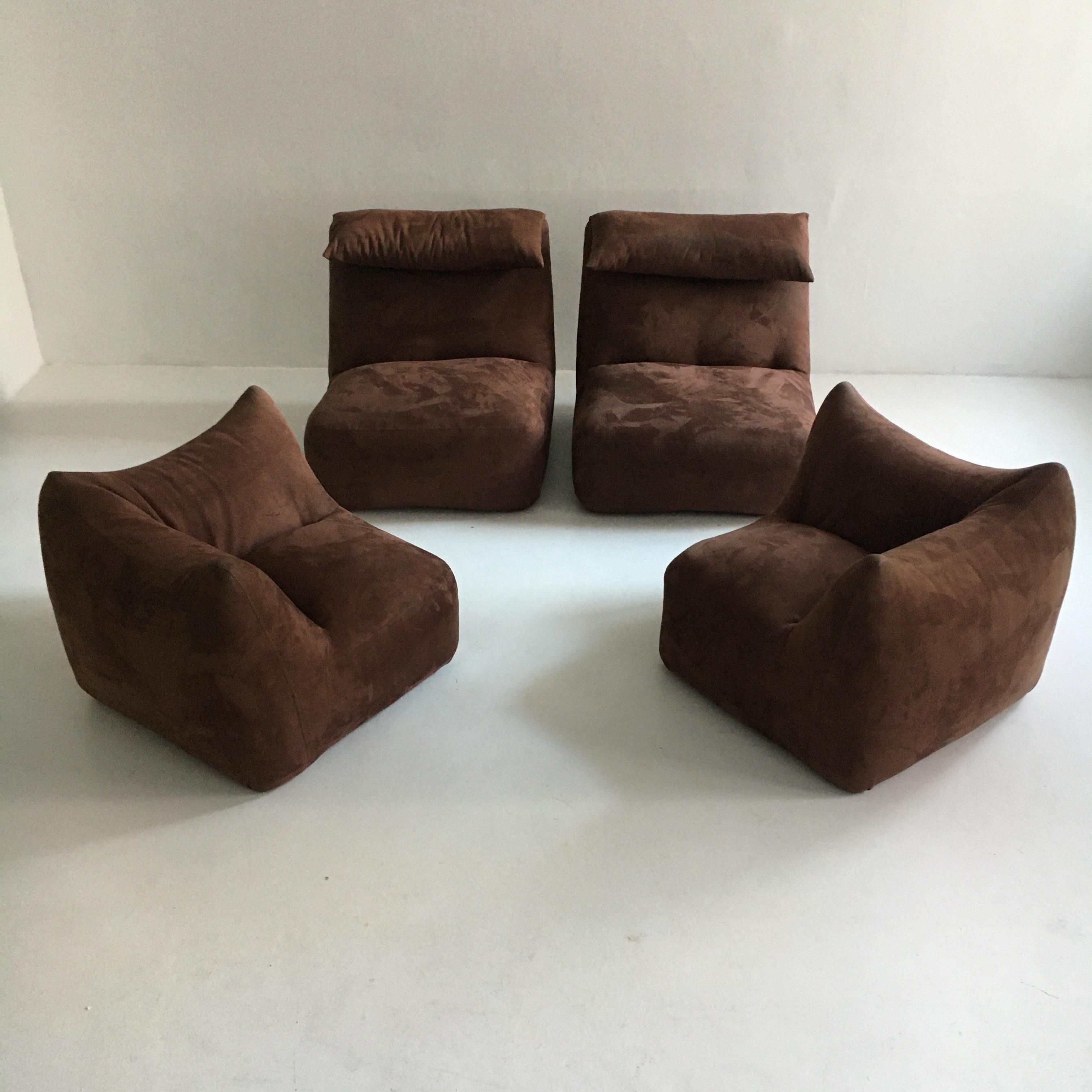 Mario Bellini 'Le Bambole' Two Modular Elements, Pair of Lounge Chairs, Italy 6