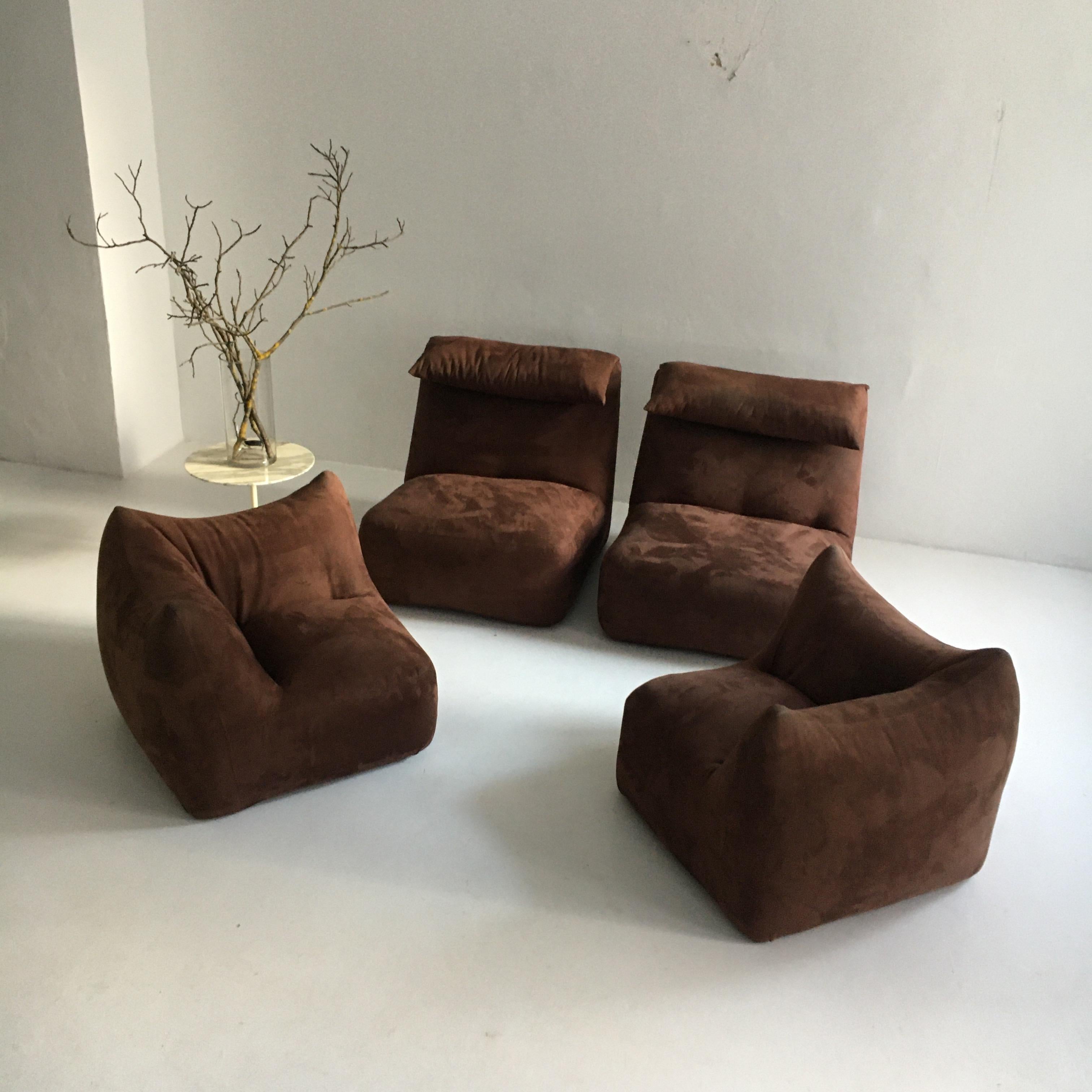 Mario Bellini 'Le Bambole' Two Modular Elements, Pair of Lounge Chairs, Italy 7