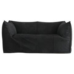 Mario Bellini Le Bambole Two-Seater Sofa in Black Suede by B&B 1972 Italy