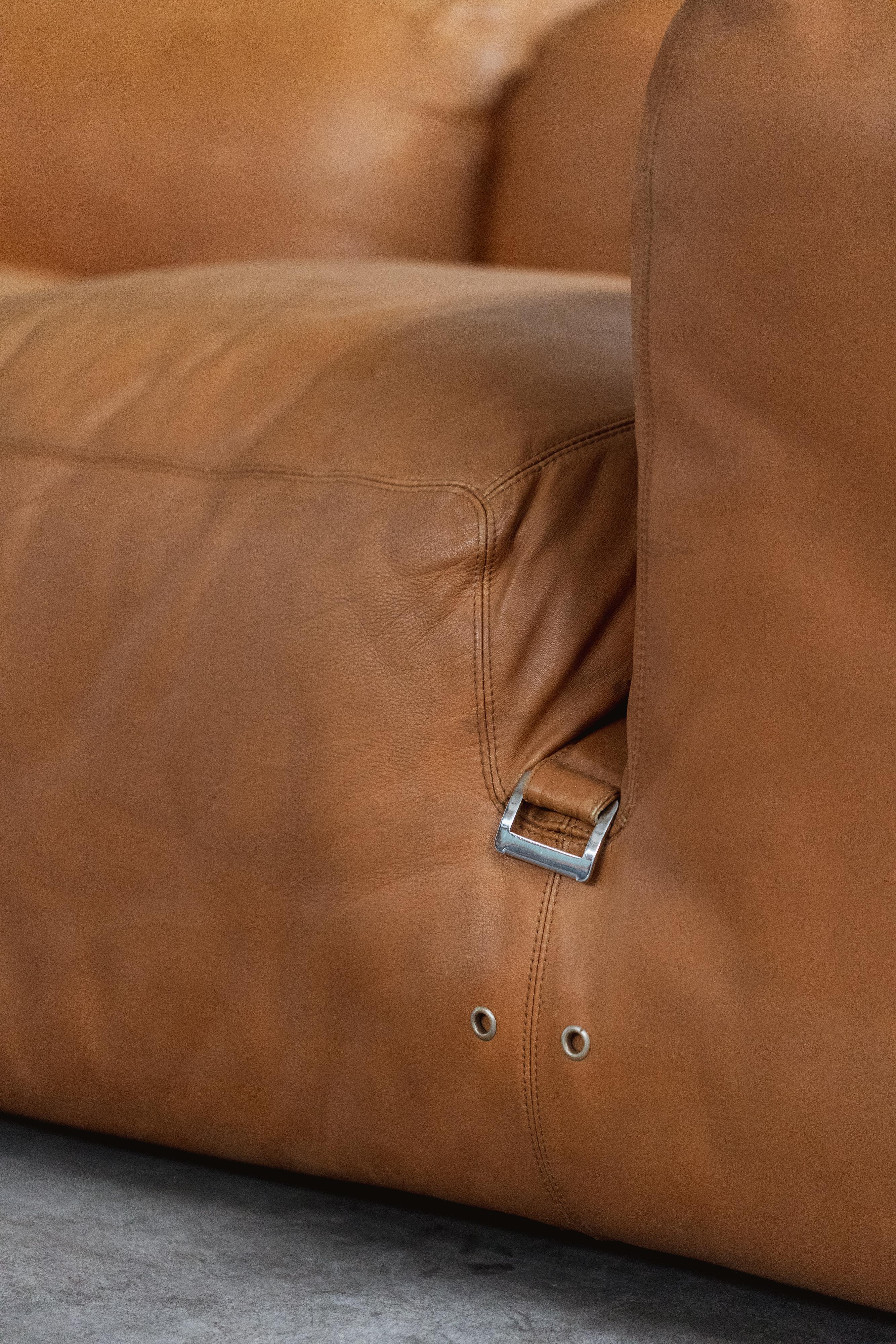 Mario Bellini “Le Mura” Modular Sofa for Cassina, Cognac Leather, 1972, Set of 5 For Sale 9